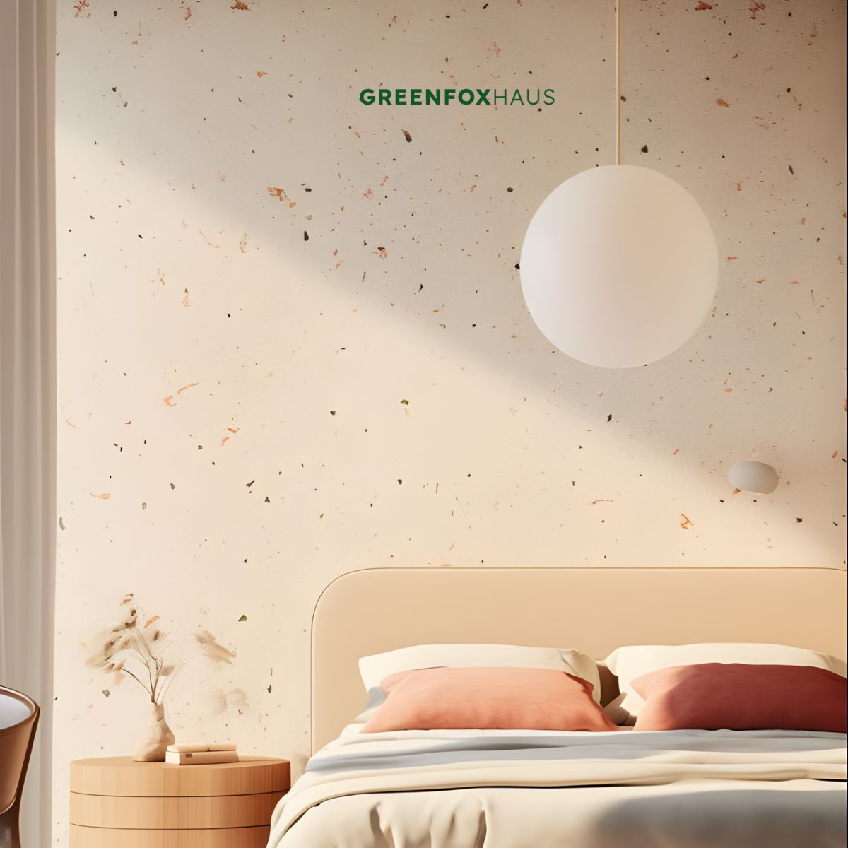 gạch ốp tường 30x60 vân terrazzo tông ấm cho phòng ngủ hiện đại