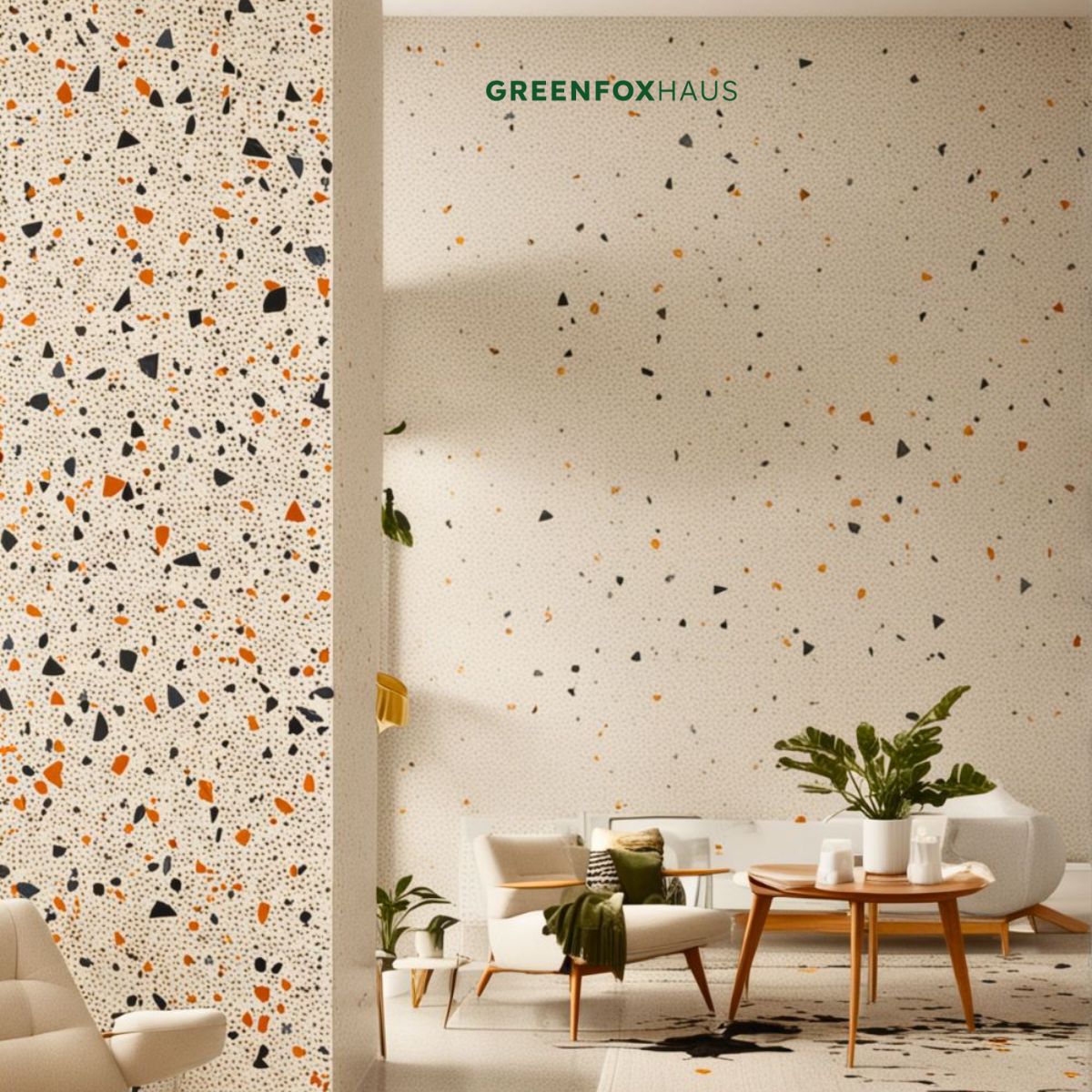 gạch ốp tường 30x60 vân terrazzo họa tiết hạt đá cho phòng khách