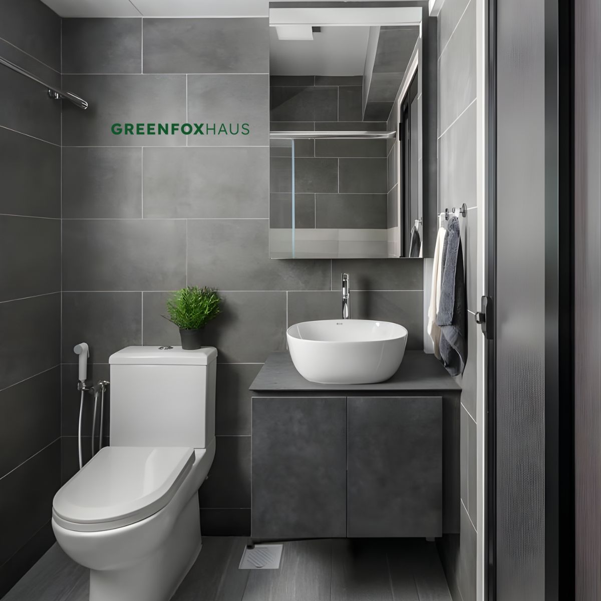 gạch ốp tường 30x60 vân xi măng cho phòng tắm hiện đại