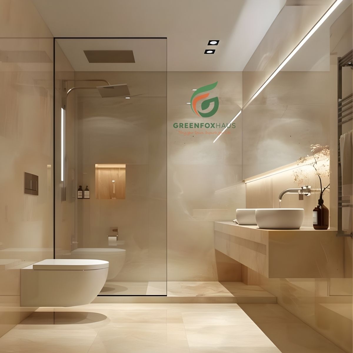 gạch ốp tường nhà vệ sinh đẹp vân đá marble bóng kính tông sáng phong cách luxury