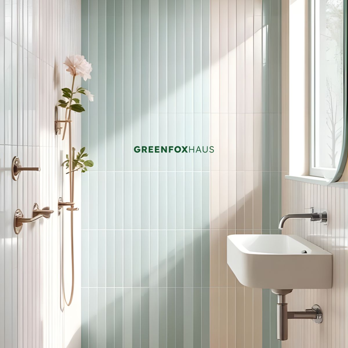 gạch thẻ dán tường phòng tắm phối màu pastel dạng mosaic linh hoạt bề mặt cong