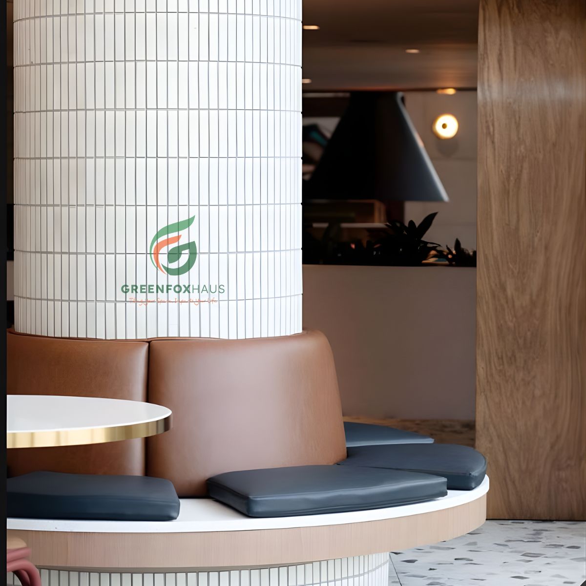 gạch thẻ trắng ốp cột trang trí nội thất tối giản tạo điểm nhấn kiến trúc tinh tế