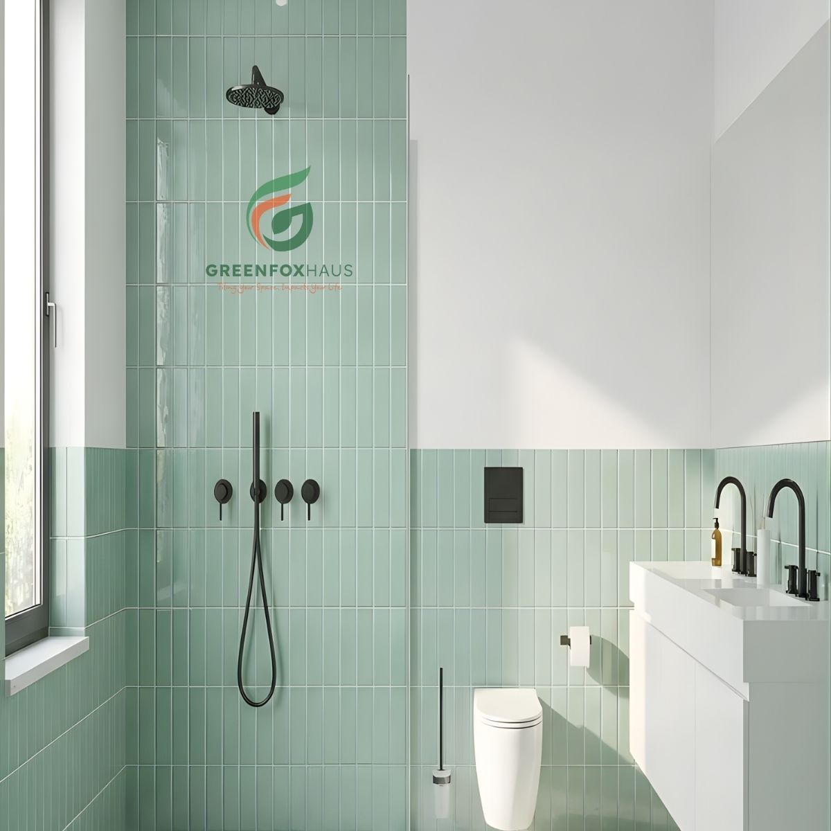 gạch ốp nhà vệ sinh gạch thẻ xanh nhạt ốp nửa tường gạch ốp nhà vệ sinh hiện đại gạch ốp nhà vệ sinh cho phòng tắm tối giản