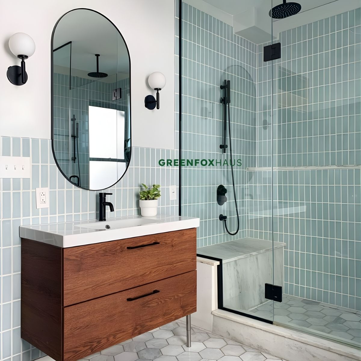 gạch ốp nhà vệ sinh gạch thẻ xanh bóng gạch ốp nhà vệ sinh kết hợp sàn lục giác gạch ốp nhà vệ sinh đẹp hiện đại