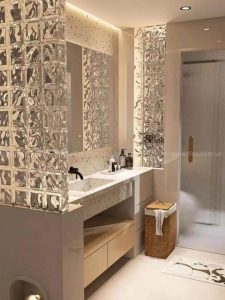 gạch kính lấy sáng trang trí phòng tắm hiện đại