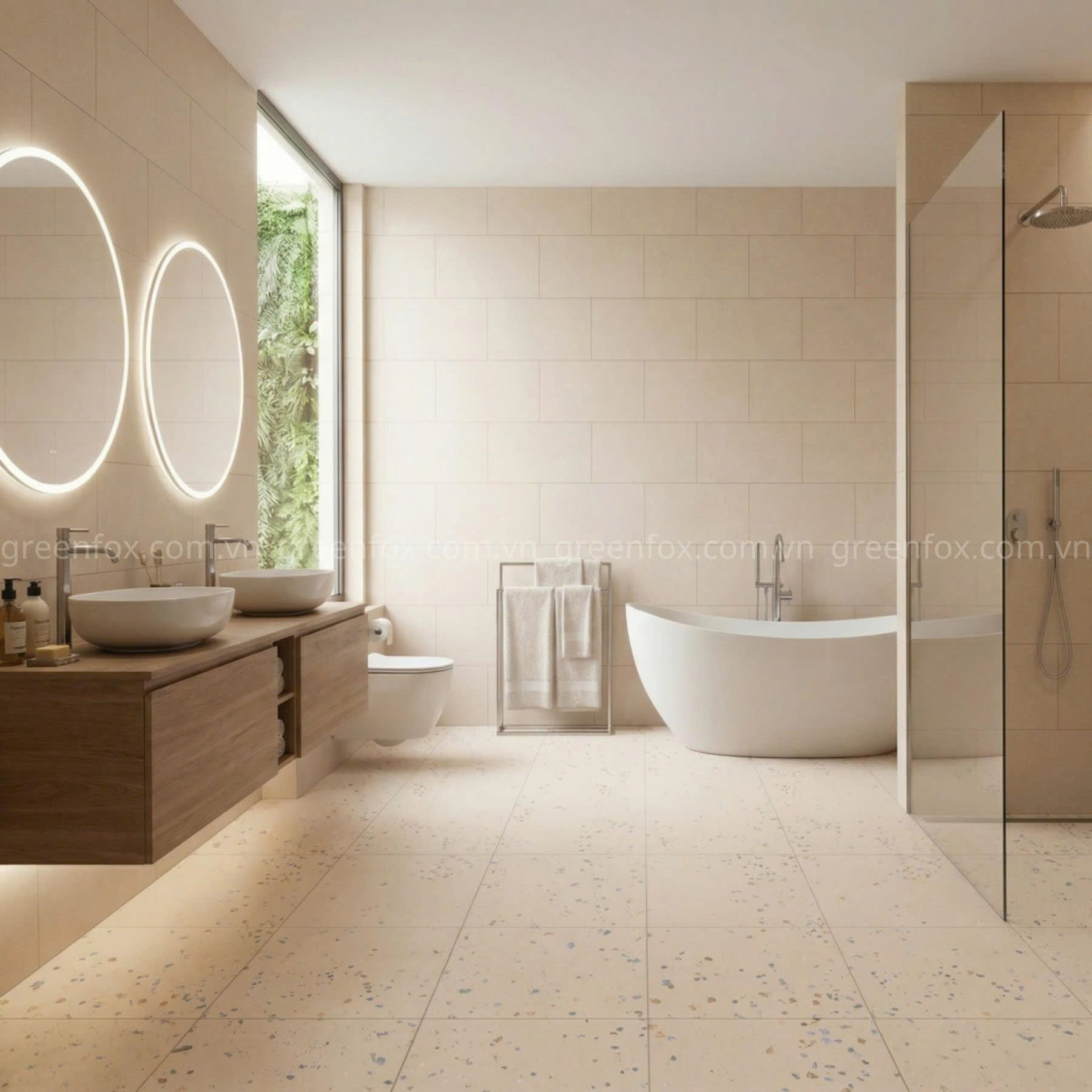 GẠCH ỐP LÁT MATT VÂN XI MĂNG TERRAZZO MÀU KEM NHẠT (300x600mm) GF84.012 / GF84.012DC