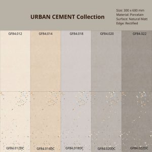 GẠCH ỐP LÁT MATT VÂN XI MĂNG TERRAZZO MÀU KEM NHẠT (300x600mm) GF84.012 / GF84.012DC