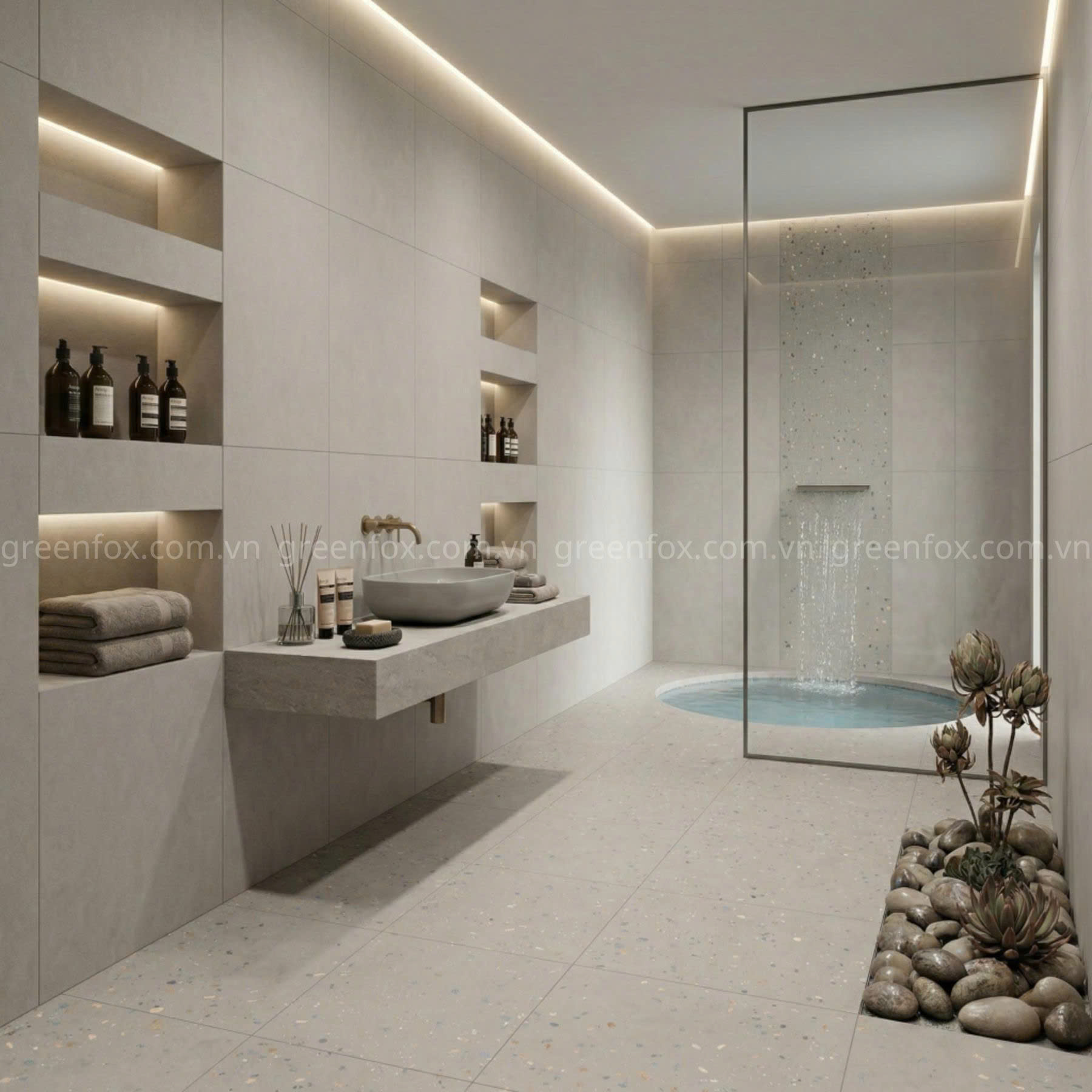 GẠCH ỐP LÁT MATT VÂN XI MĂNG TERRAZZO MÀU XÁM BE (300x600mm) GF84.020 / GF84.020DC