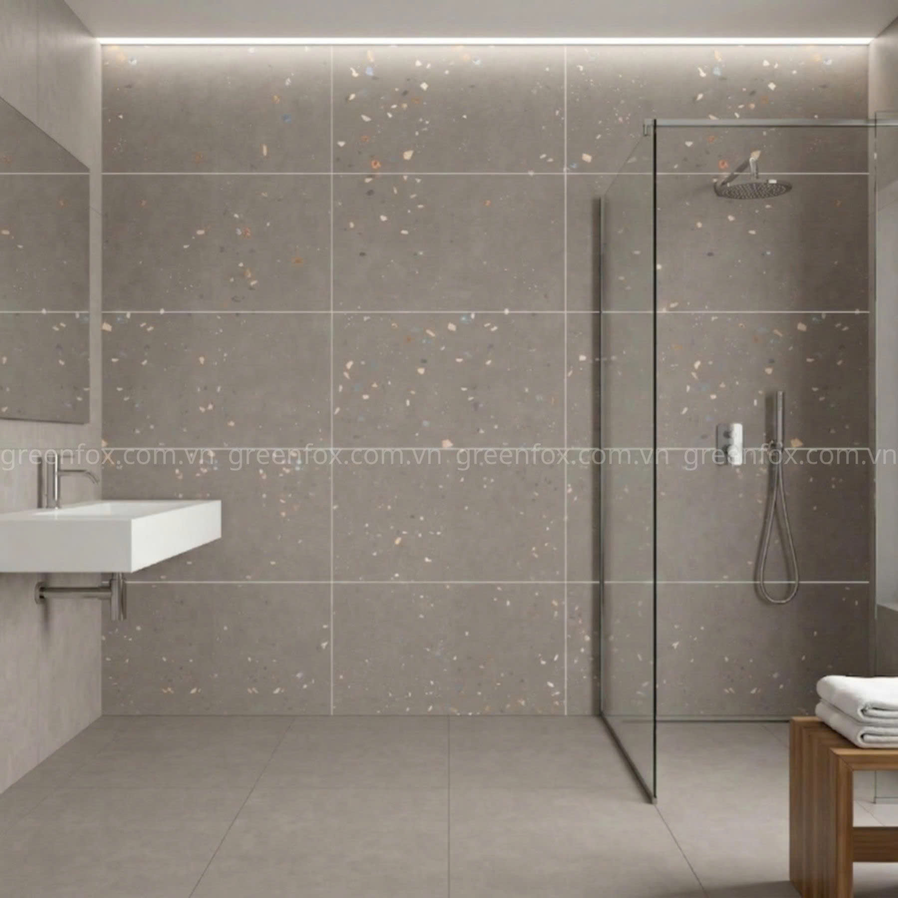 GẠCH ỐP LÁT MATT VÂN XI MĂNG TERRAZZO MÀU XÁM ĐẬM (300x600mm) GF84.022 / GF84.022DC