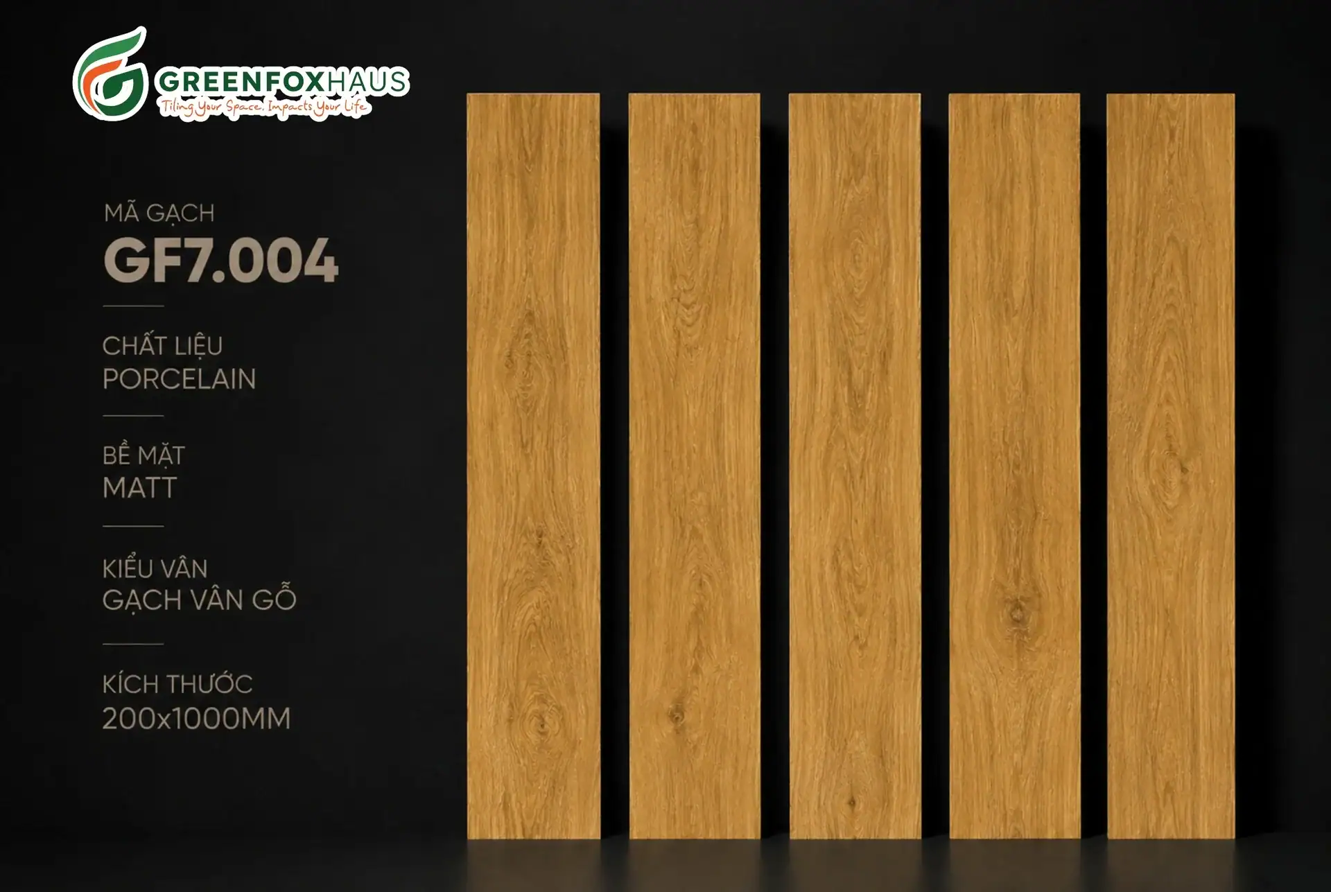 Alternative view of GẠCH LÁT NỀN MATT VÂN GỖ MÀU VÀNG GỖ GF7.004 (200x1000mm)