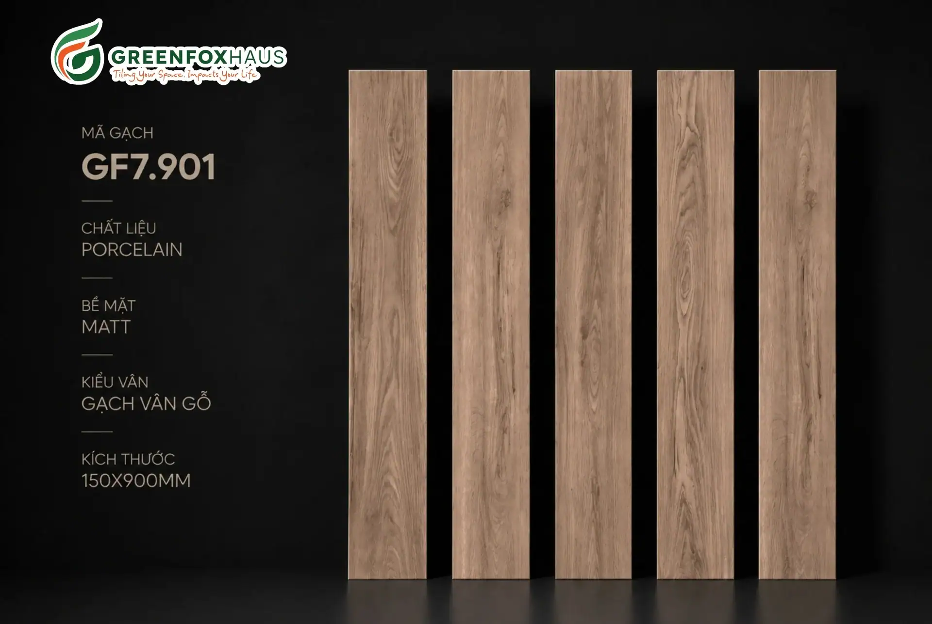 Alternative view of GẠCH ỐP LÁT VÂN GIẢ GỖ MATT MÀU XÁM BEIGE GF7.901 (150×900MM)