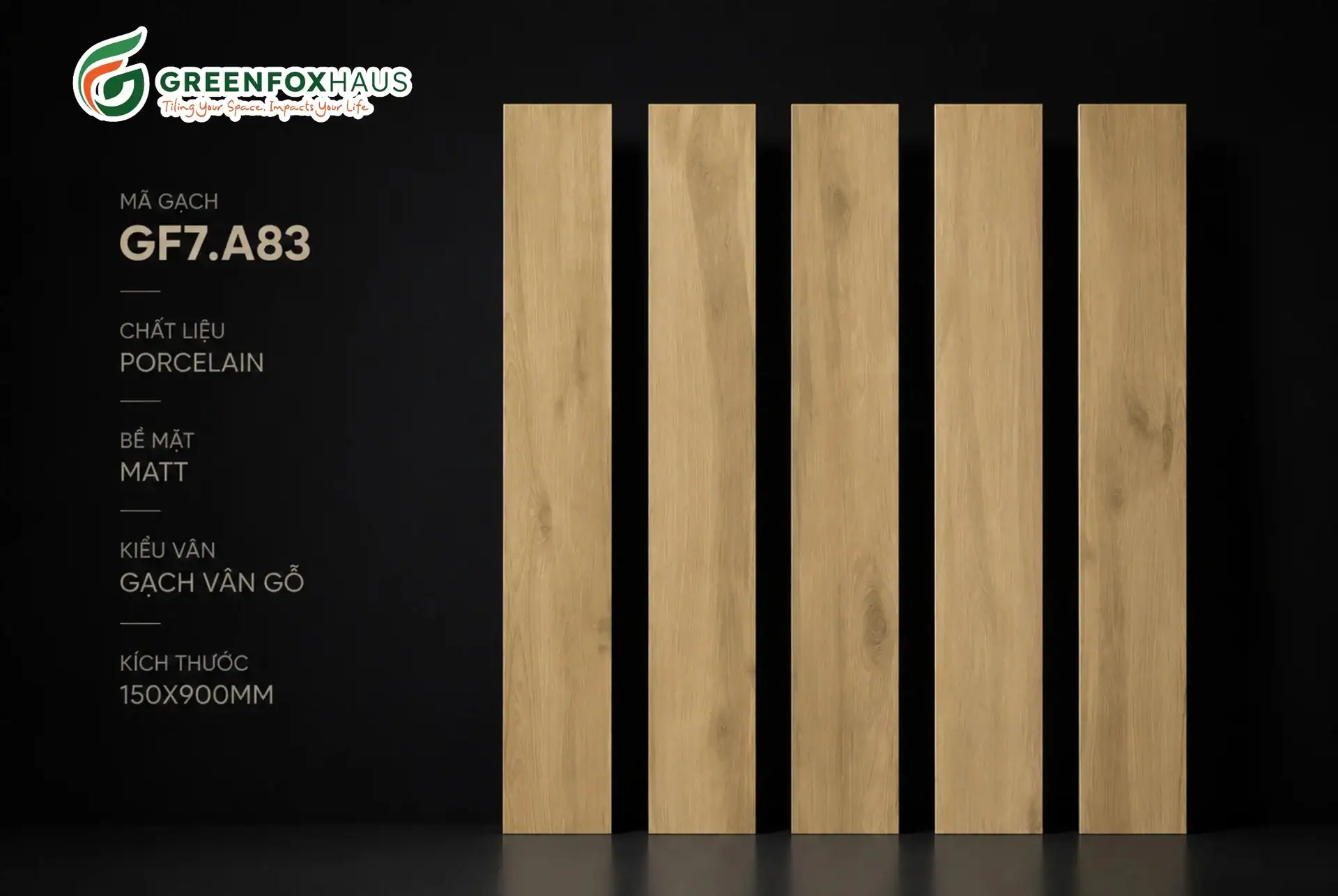 Alternative view of GẠCH ỐP LÁT VÂN GIẢ GỖ MATT MÀU VÀNG BEIGE GF7.A83 (150×900MM)