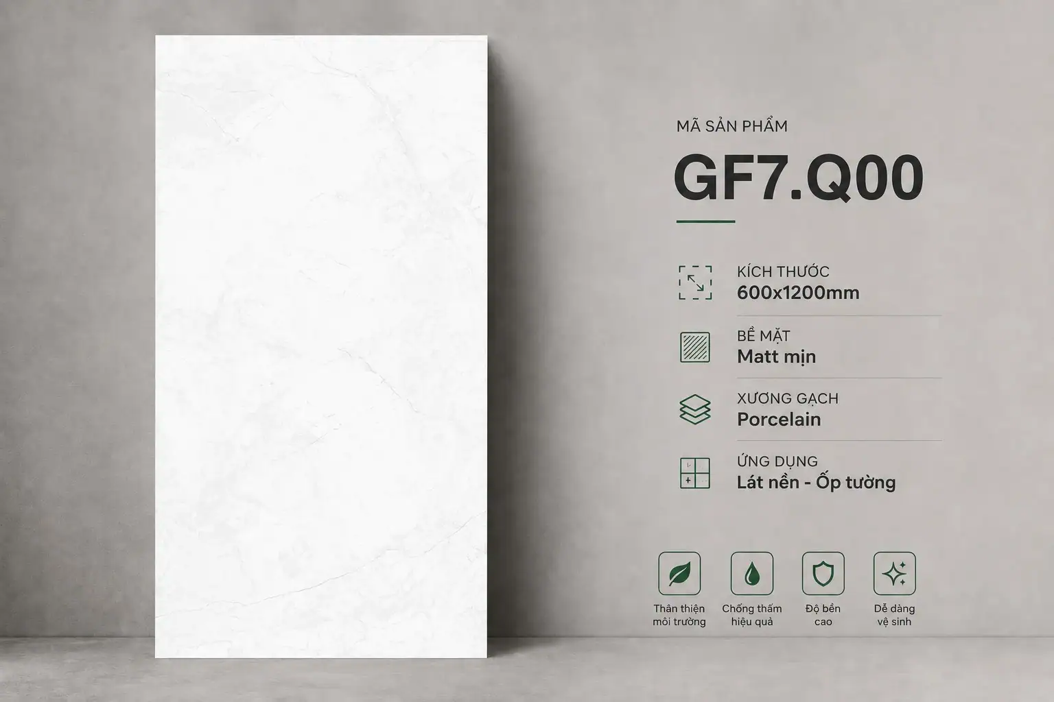 Gạch Vân Đá GF7.Q00 (600x1200mm) Matt Mịn Porcelain