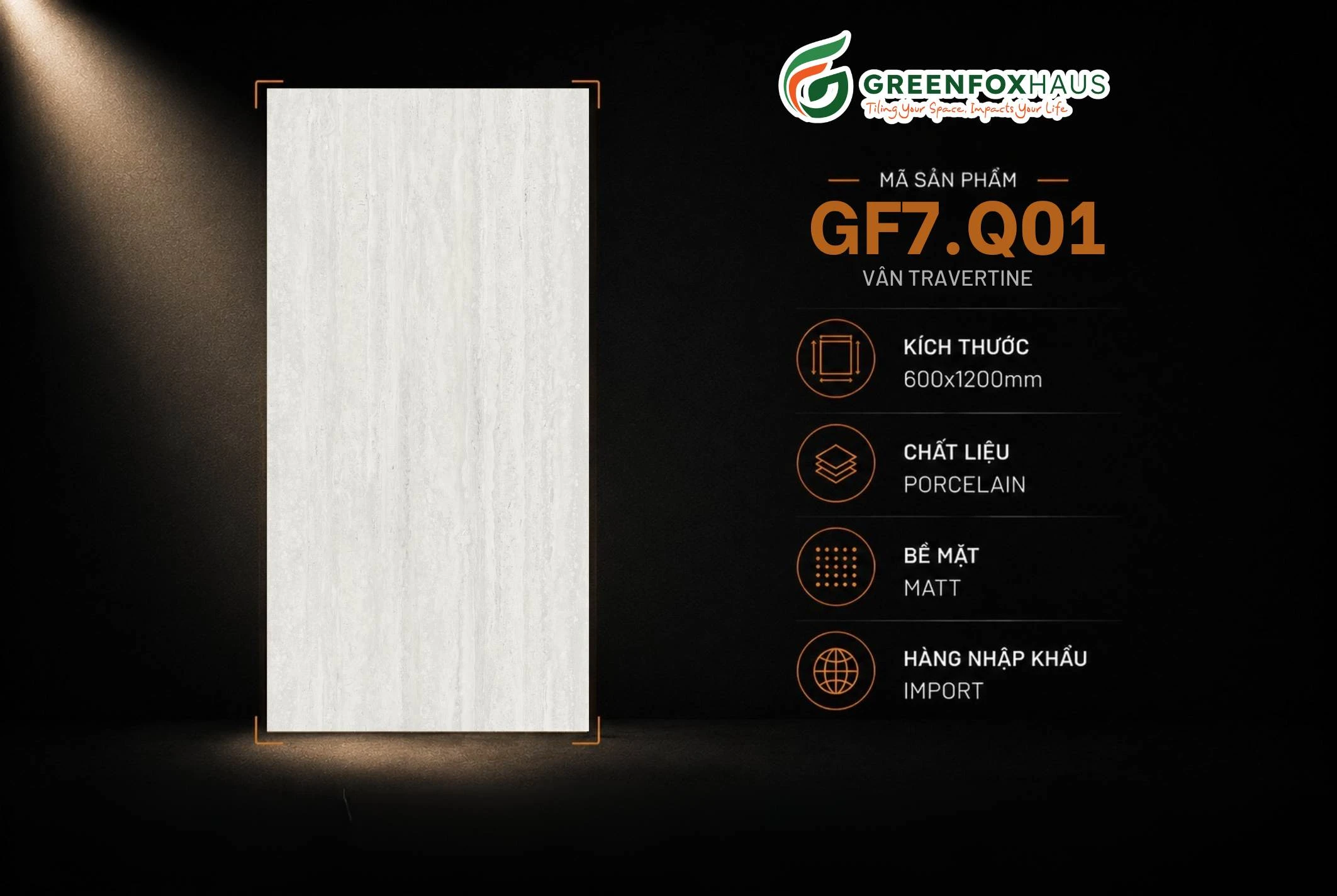 Alternative view of GẠCH ỐP LÁT VÂN TRAVERTINE MATT GF7.Q01 (600x1200mm)