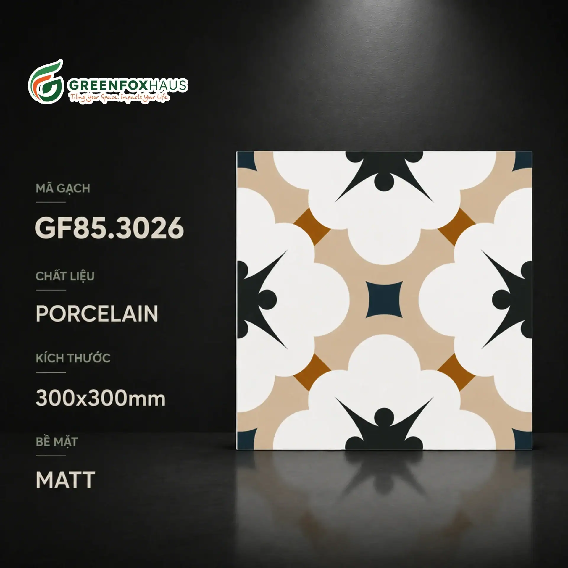 Alternative view of GẠCH BÔNG PORCELAIN MATT GF85.3026 (300x300mm)
