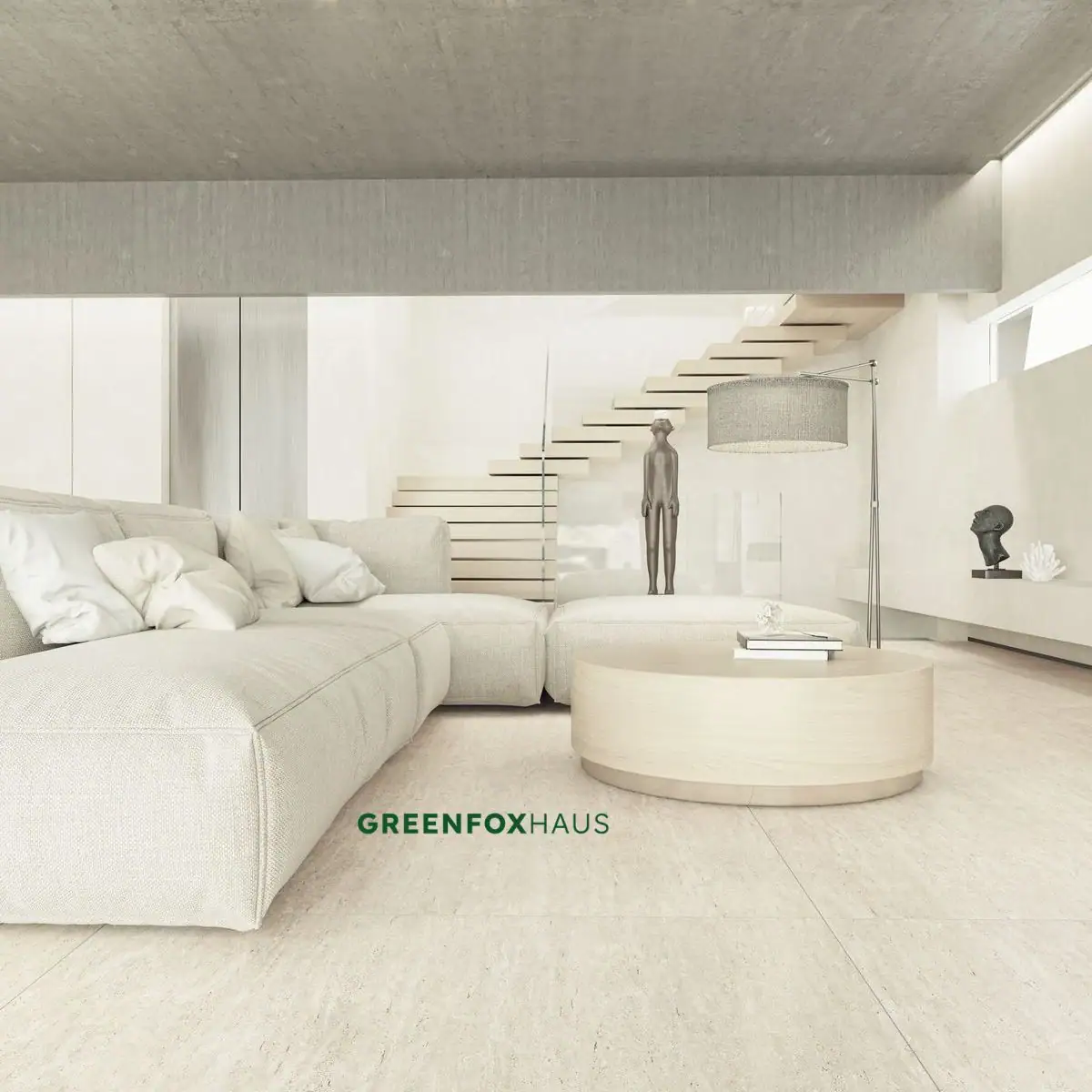 Bề mặt mờ của gạch vân đá travertine an toàn chống trơn trượt cho sàn phòng khách.