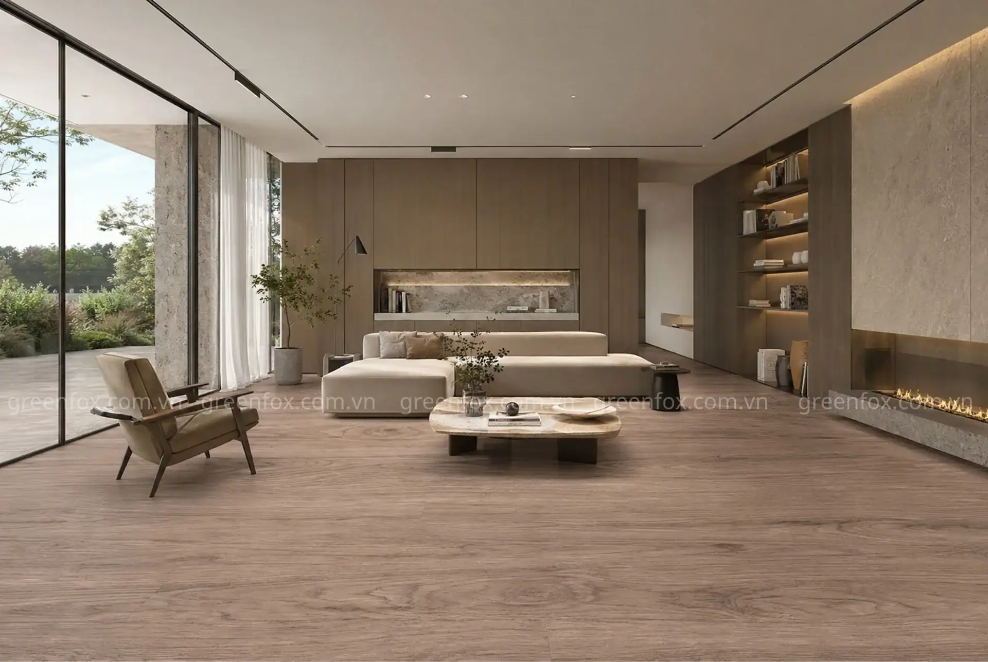 GẠCH ỐP LÁT VÂN GIẢ GỖ MATT MÀU XÁM BEIGE GF7.901 (150×900MM)