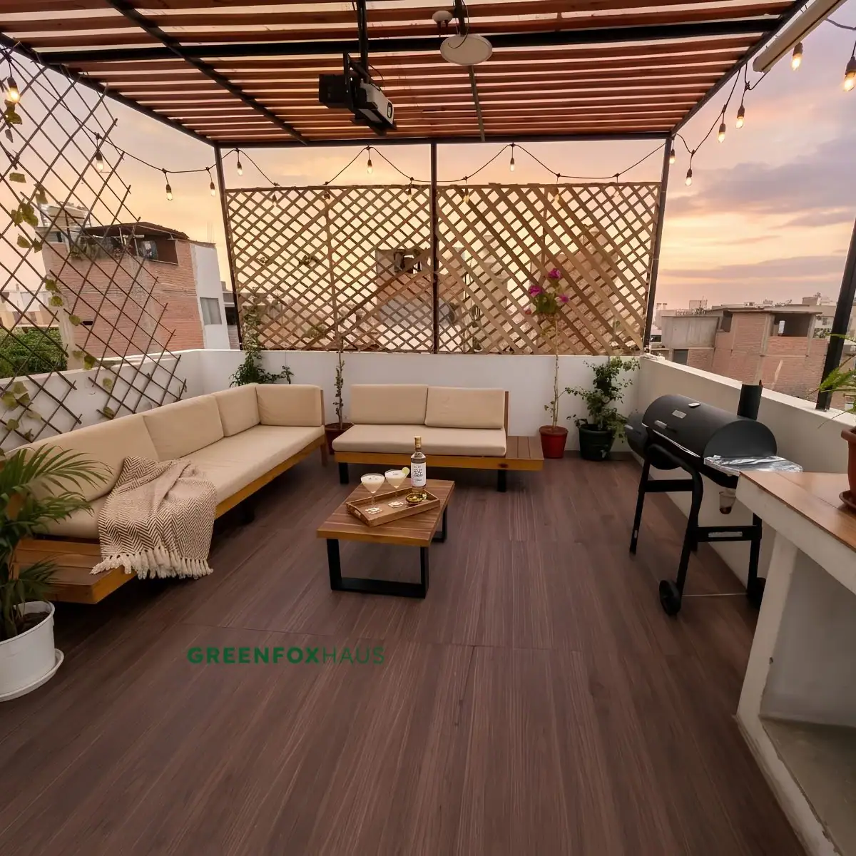 Kỹ thuật lát gạch sân thượng giả gỗ chuẩn khe ron chống giãn nở nhiệt cho khu vực BBQ
