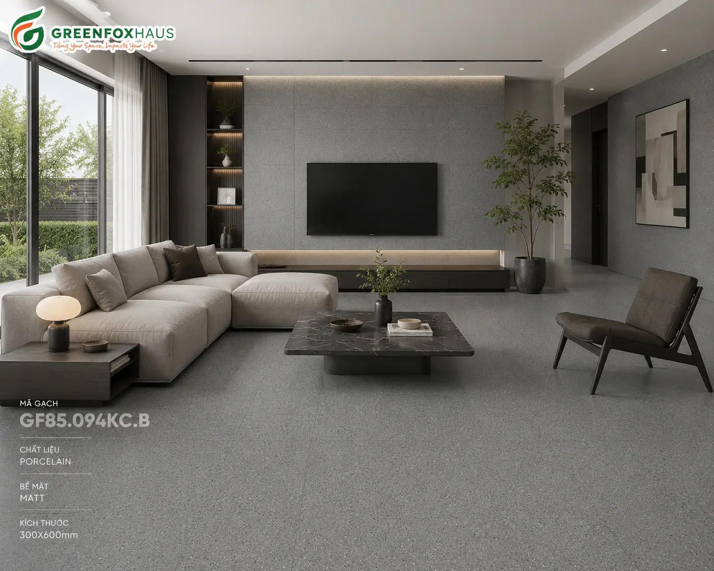 Gạch ốp lát Matt màu Xám Đậm GF85.094KC.B (300x600mm)