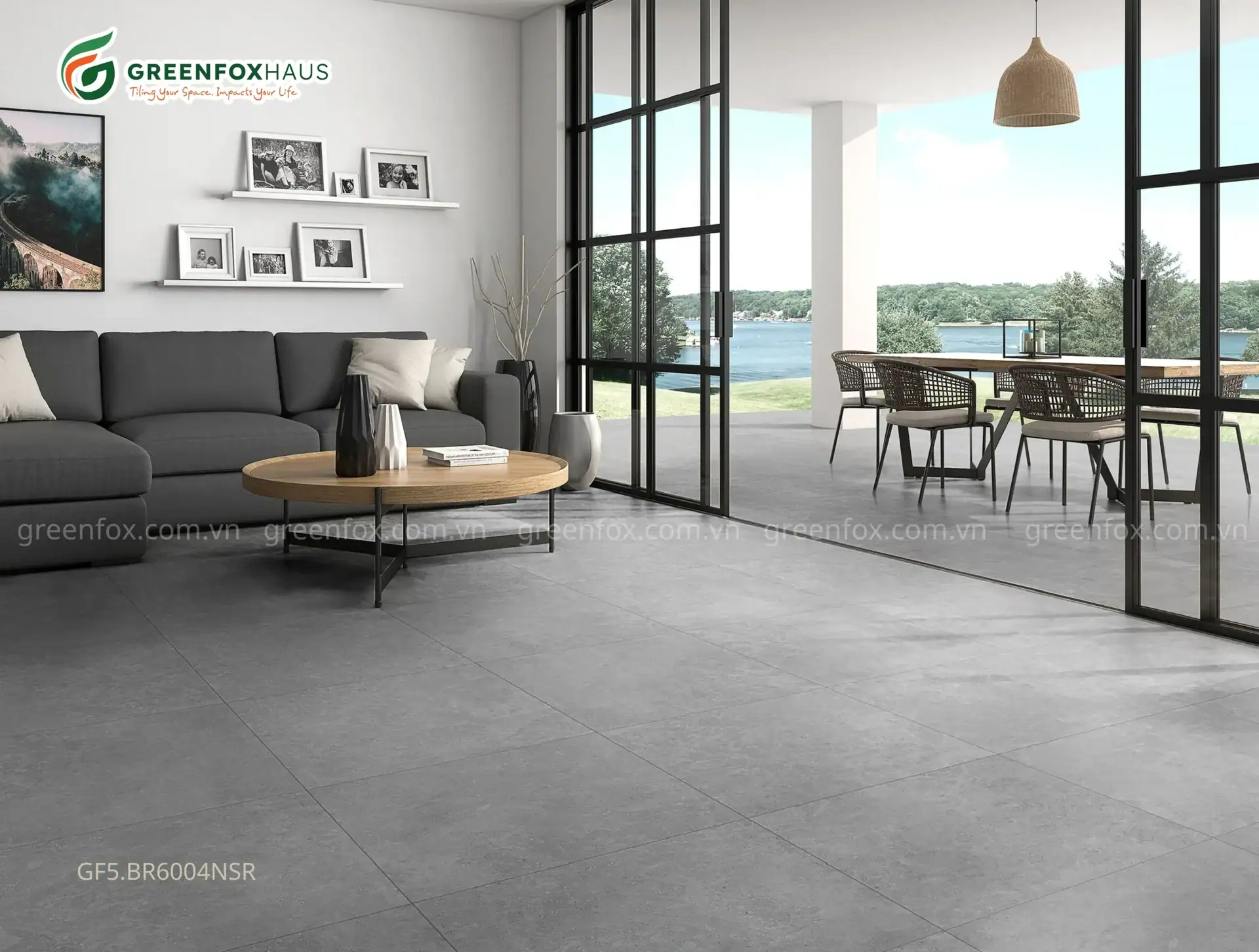 GẠCH ỐP LÁT MATT VÂN GIẢ ĐÁ MÀU XÁM GF5.BR6004NSR (600X600MM)