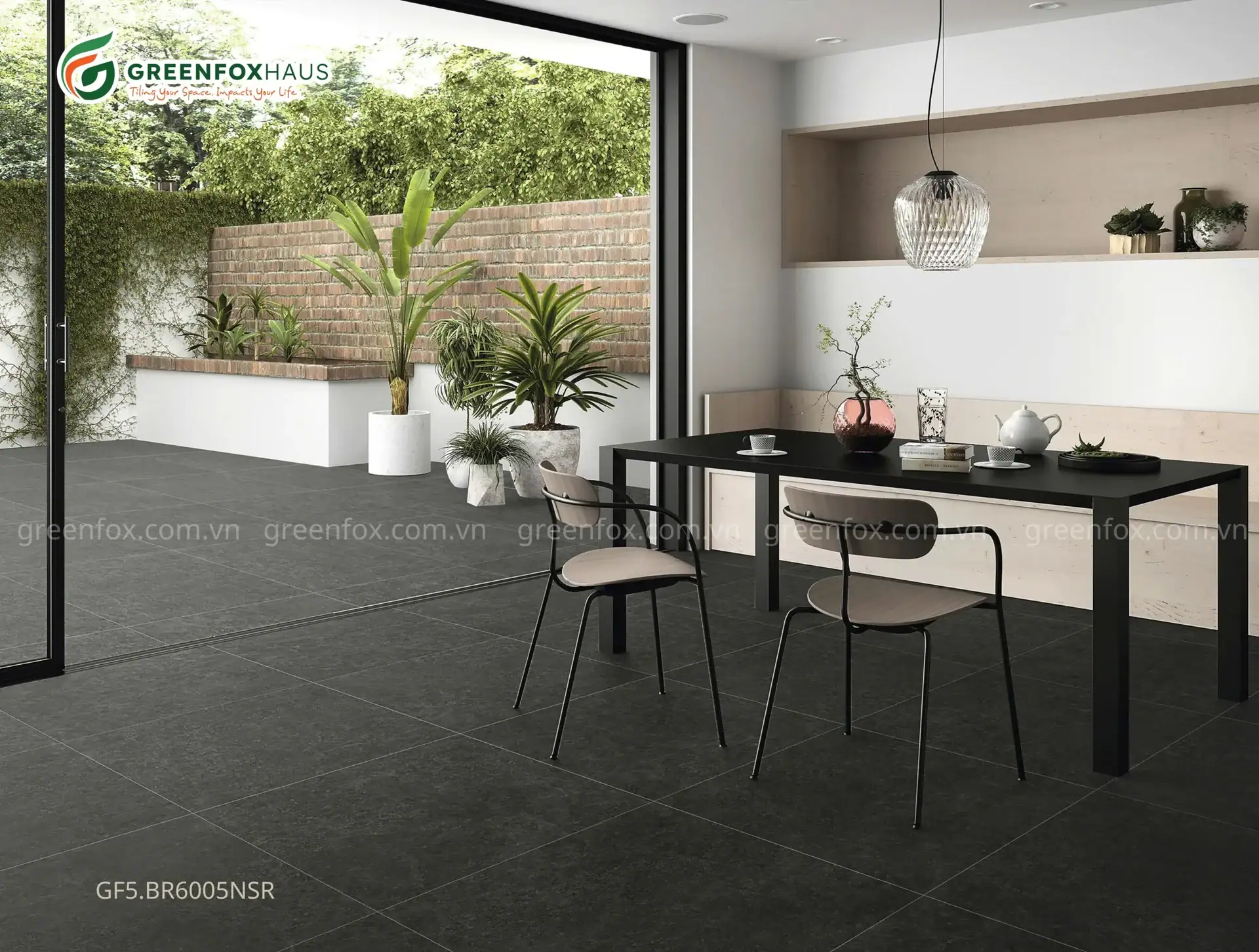 GẠCH ỐP LÁT MATT VÂN GIẢ ĐÁ MÀU XÁM ĐẬM GF5.BR6005NSR (600X600MM)
