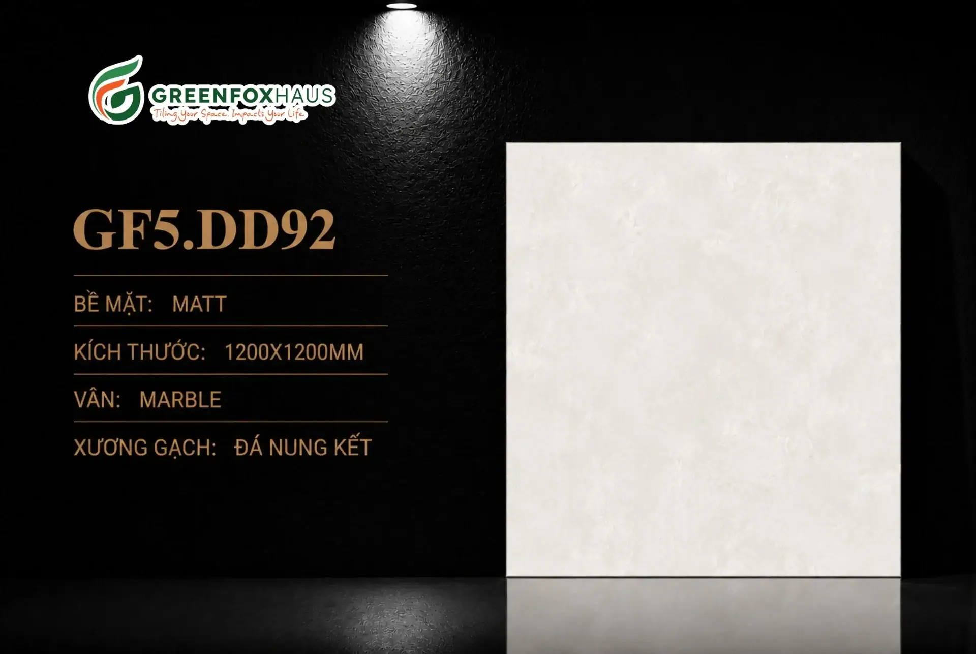 Alternative view of GẠCH ỐP LÁT BIGSLAB MATT VÂN MARBLE MÀU TRẮNG KEM GF5.DD92 (1200X1200MM)