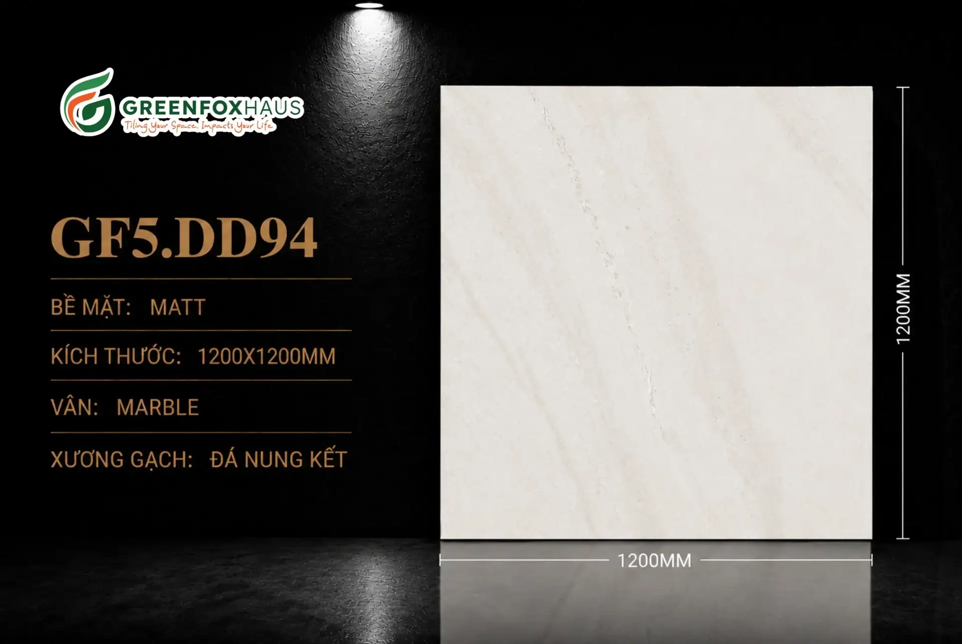 Alternative view of GẠCH ỐP LÁT BIGSLAB MATT VÂN MARBLE MÀU TRẮNG XÁM GF5.DD94 (1200X1200MM)