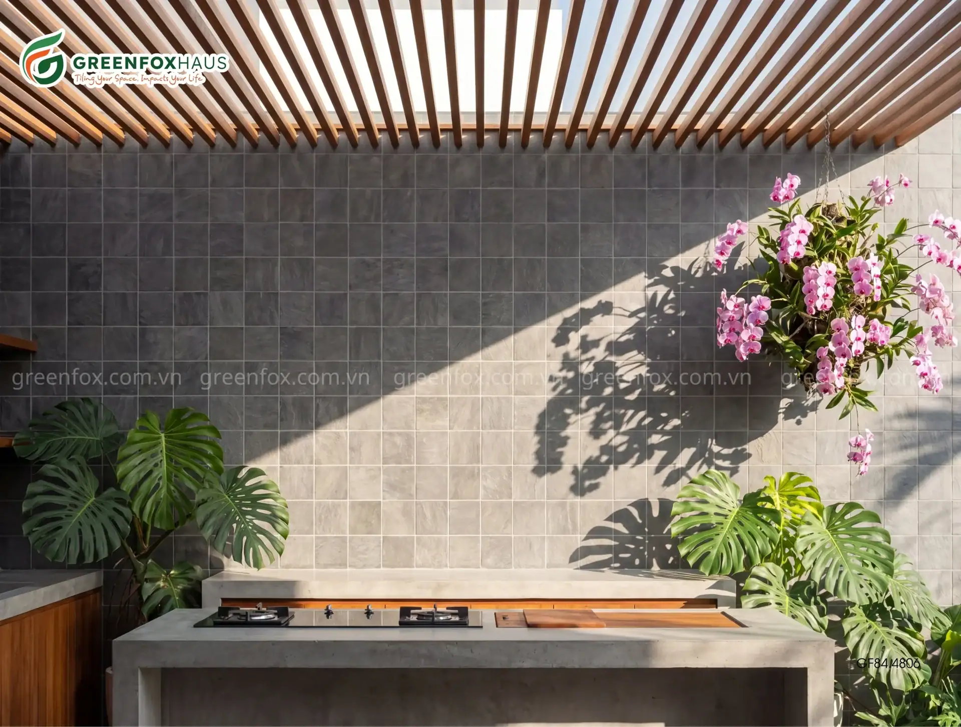 GẠCH ỐP LÁT MATT VÂN GIẢ THẺ MÀU XÁM ĐẬM GF84.4806 (400X800MM)