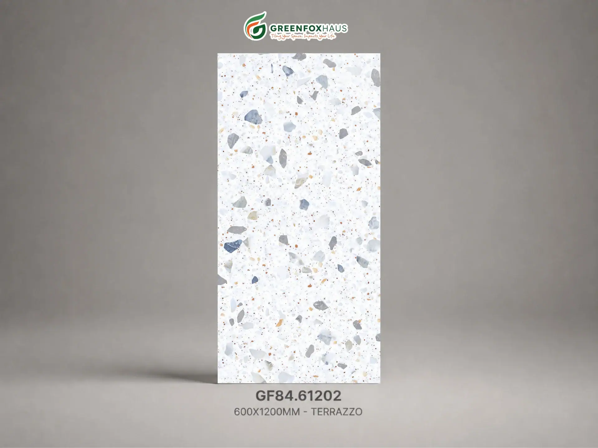 Alternative view of GẠCH ỐP LÁT PORCELAIN VÂN TERRAZZO MÀU TRẮNG GF84.61202 (600X1200MM)