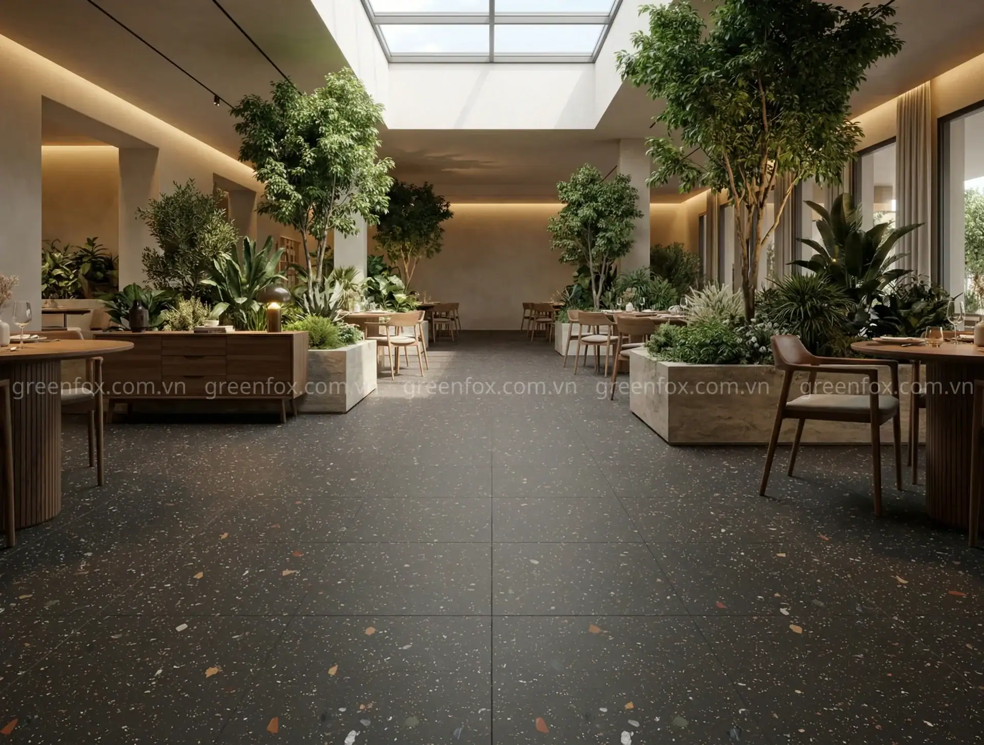 GẠCH ỐP LÁT PORCELAIN VÂN TERRAZZO MÀU ĐEN GF84.6601 (600X600MM)
