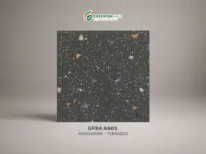 GẠCH ỐP LÁT PORCELAIN VÂN TERRAZZO MÀU ĐEN GF84.6601 (600X600MM)
