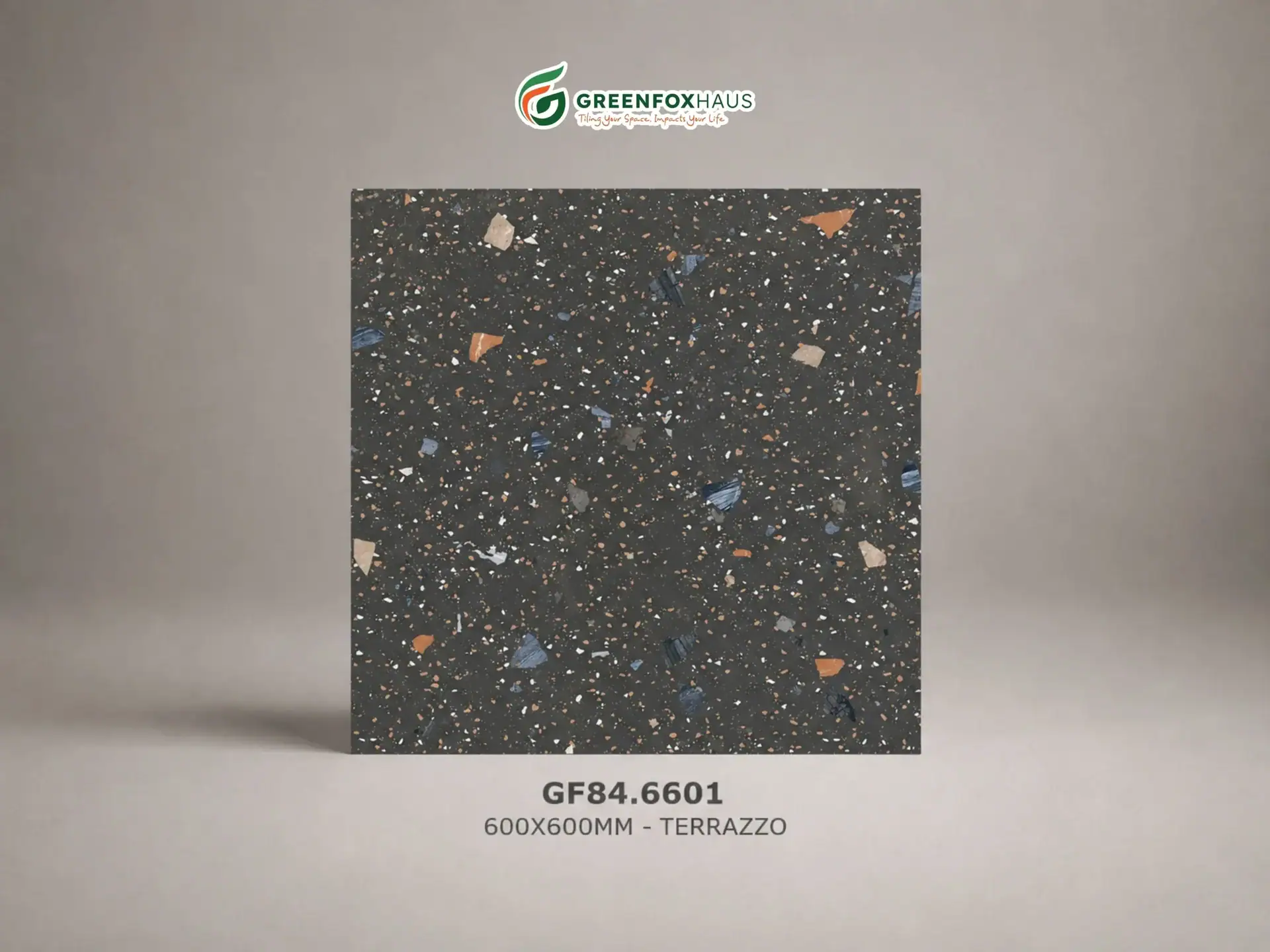 Alternative view of GẠCH ỐP LÁT PORCELAIN VÂN TERRAZZO MÀU ĐEN GF84.6601 (600X600MM)