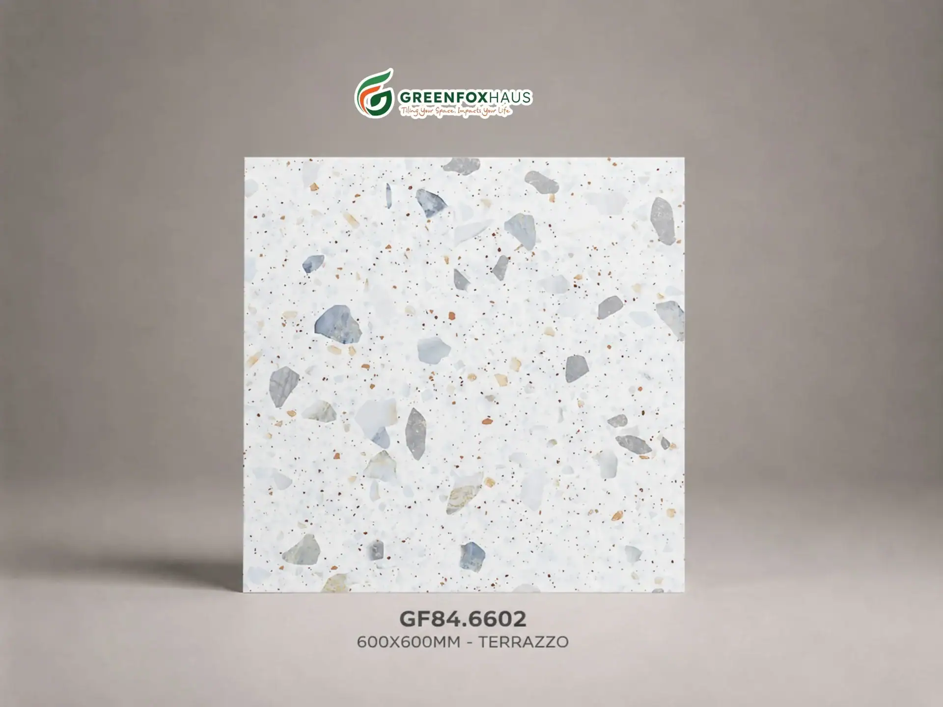 Alternative view of GẠCH ỐP LÁT PORCELAIN VÂN TERRAZZO MÀU TRẮNG GF84.6602 (600X600MM)