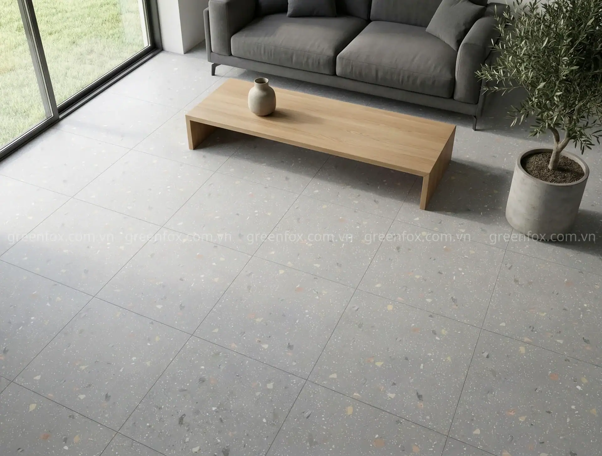GẠCH ỐP LÁT PORCELAIN VÂN TERRAZZO MÀU XÁM NHẠT GF84.6603 (600X600MM)