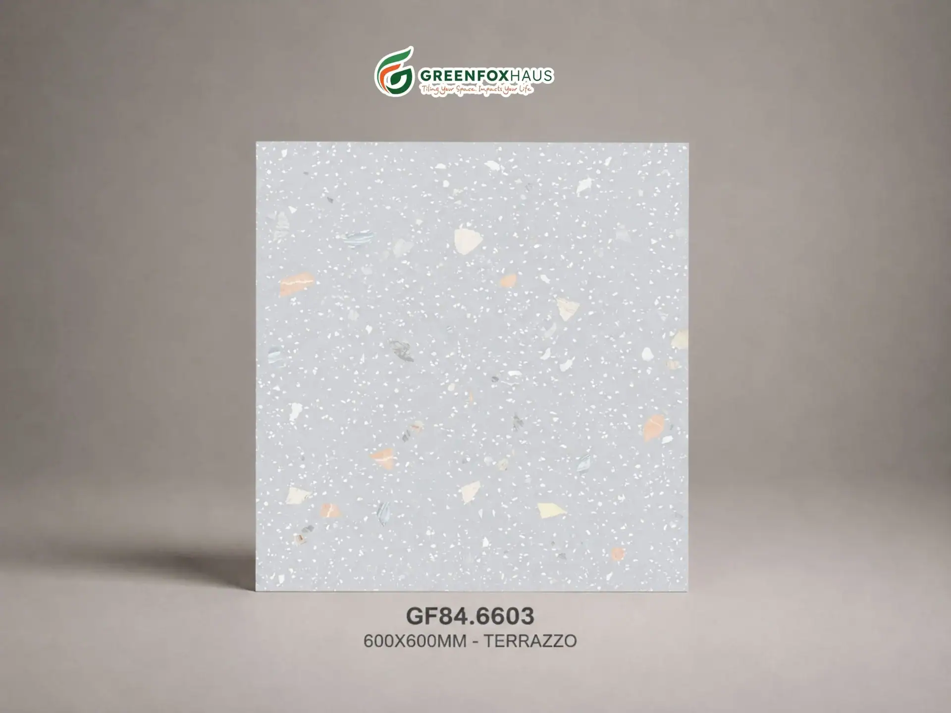 Alternative view of GẠCH ỐP LÁT PORCELAIN VÂN TERRAZZO MÀU XÁM NHẠT GF84.6603 (600X600MM)