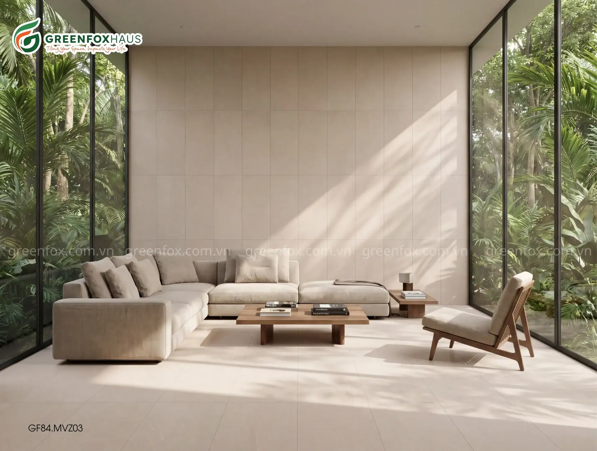 gạch 40x80cm lát nền phòng khách