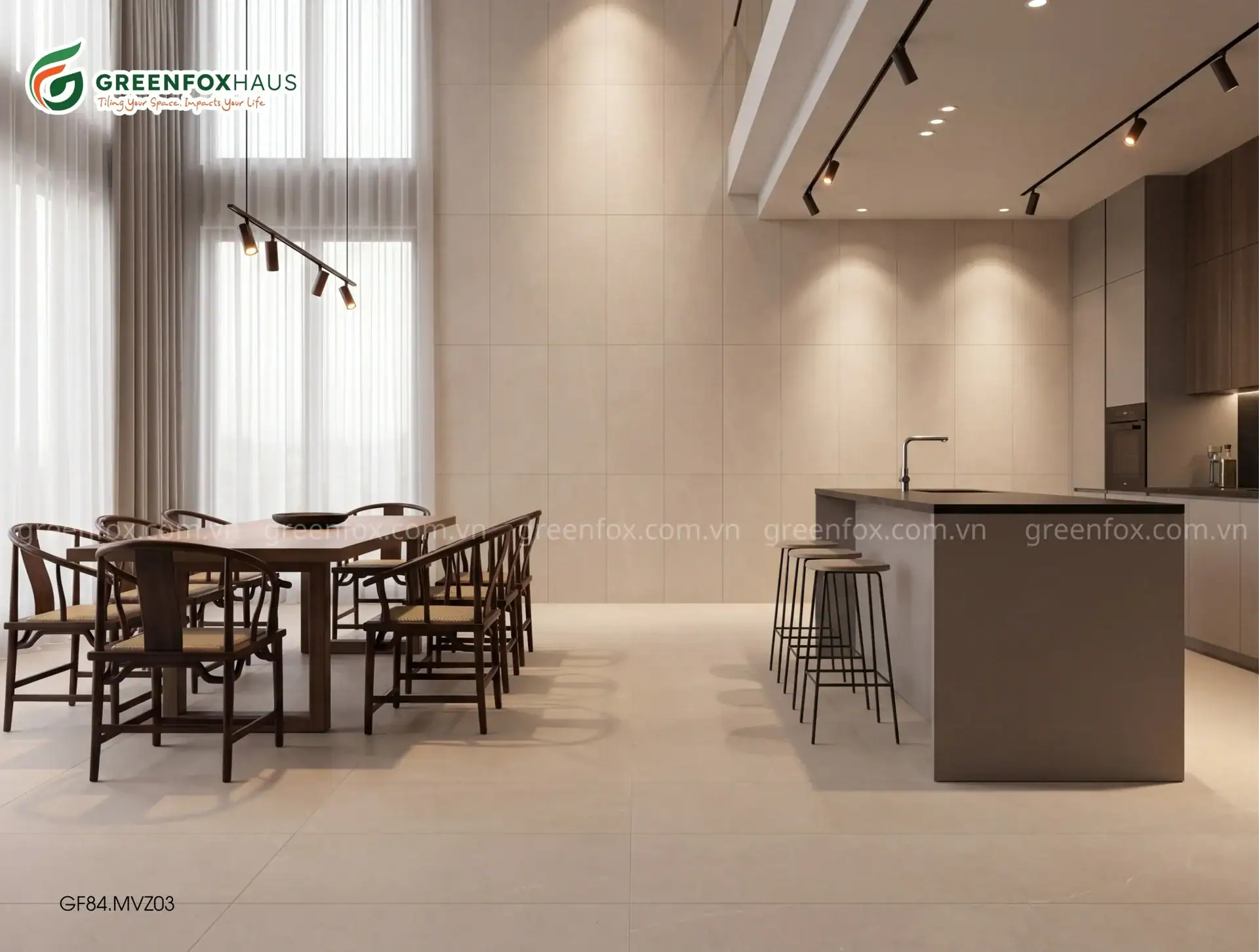 gạch 40x80cm lát nền PHÒNG BẾP