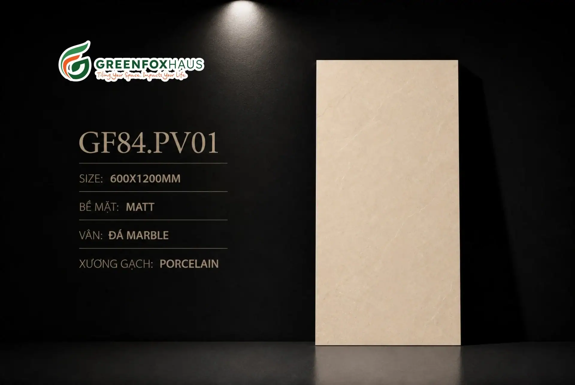 Alternative view of GẠCH ỐP LÁT MATT VÂN ĐÁ MARBLE MÀU BEIGE KEM GF84.PV01 (600X1200MM)