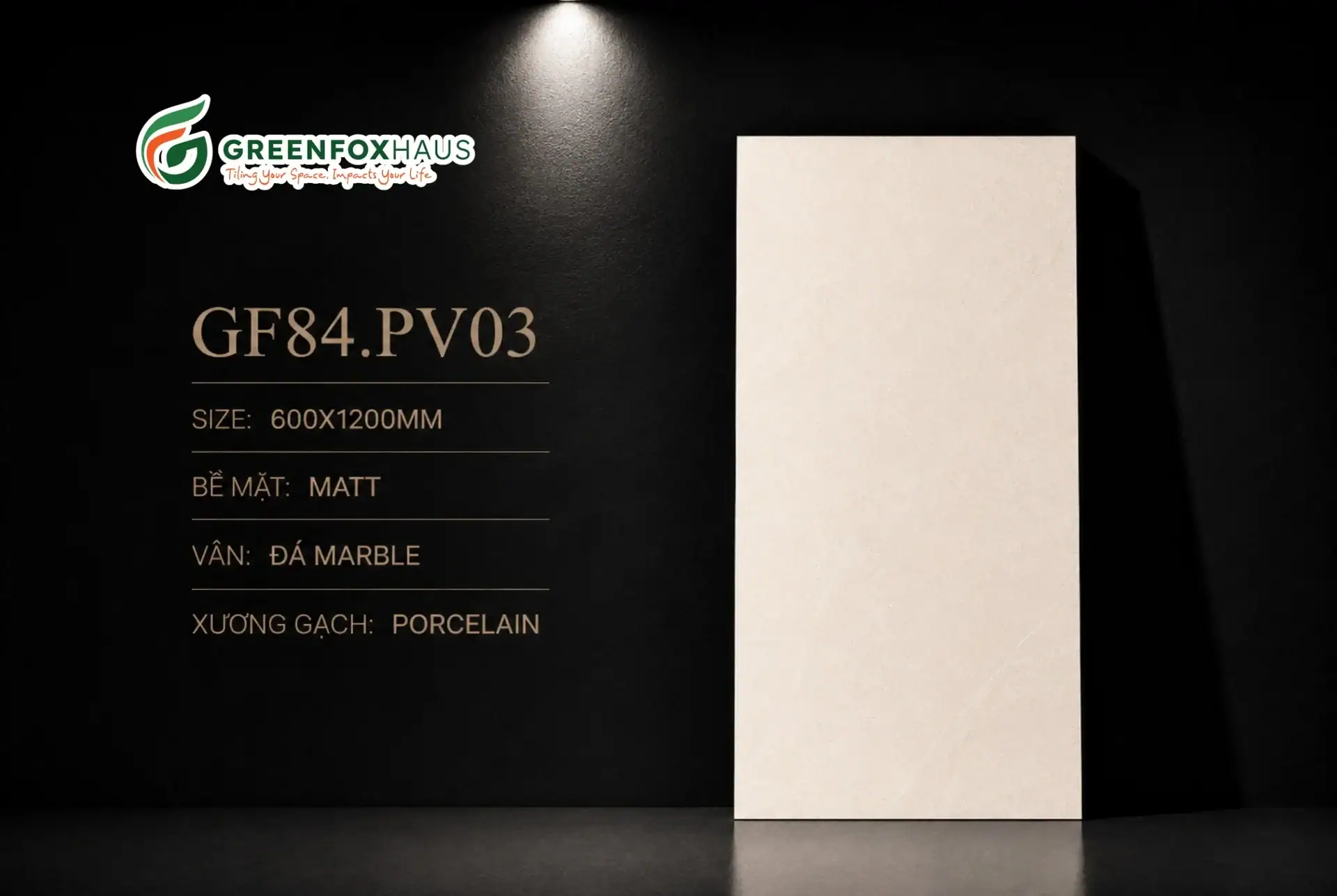 Alternative view of GẠCH ỐP LÁT MATT VÂN ĐÁ MARBLE MÀU KEM SÁNG GF84.PV03 (600X1200MM)