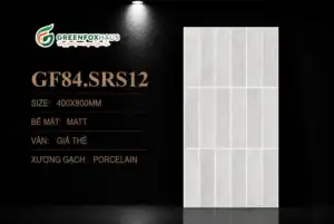 GẠCH ỐP LÁT MATT VÂN GIẢ THẺ MÀU GHI SÁNG GF84.SRS12 (400X800MM)