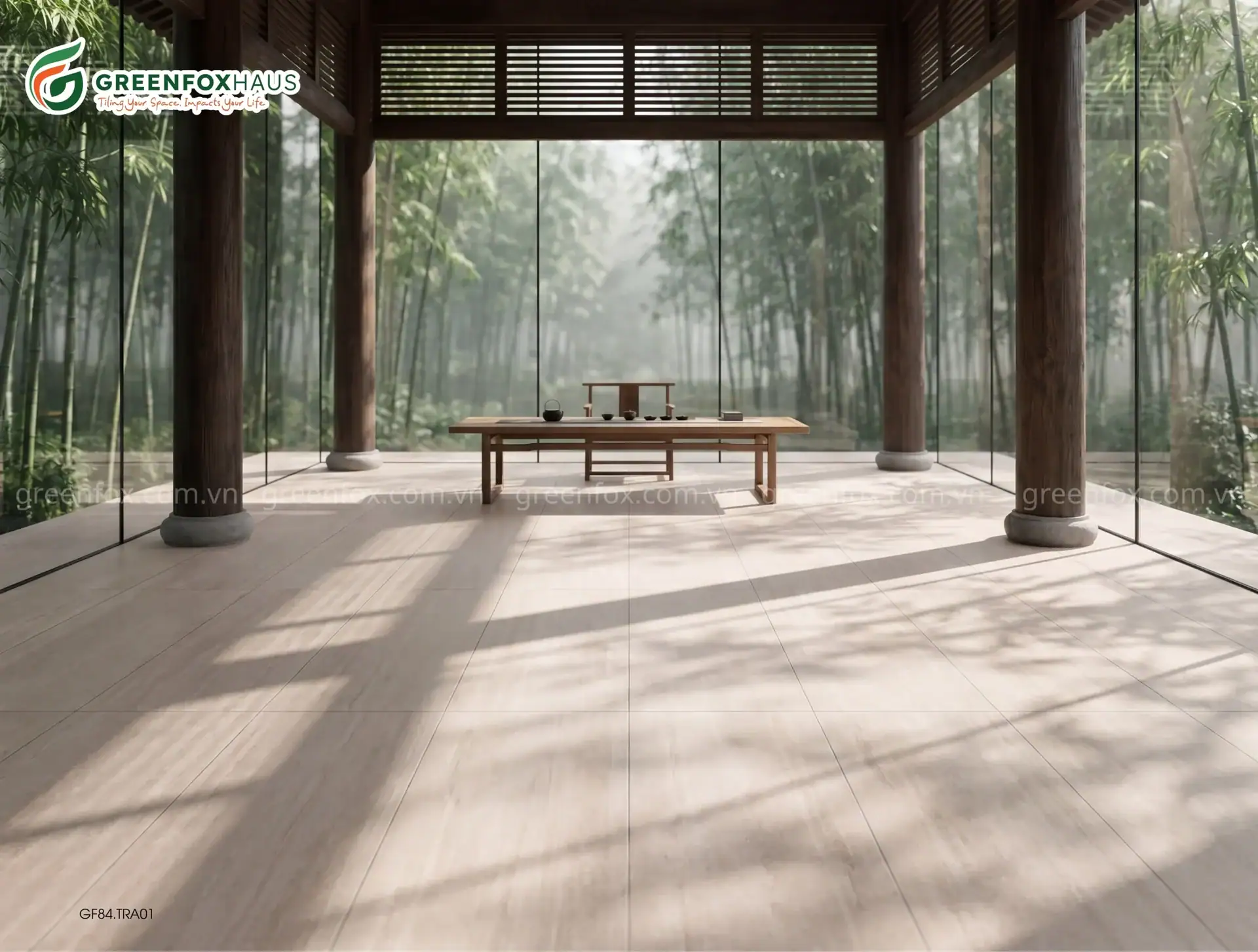 GẠCH ỐP LÁT MATT VÂN ĐÁ TRAVERTINE MÀU BEIGE KEM GF84.TRA01 (600X1200MM)
