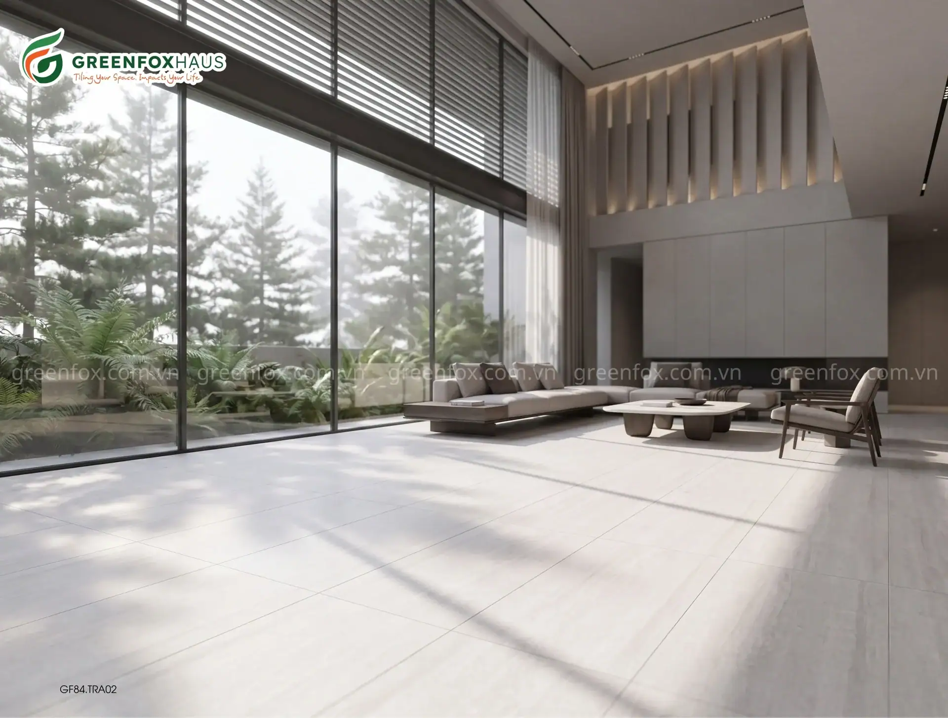GẠCH ỐP LÁT MATT VÂN ĐÁ TRAVERTINE MÀU XÁM NHẠT GF84.TRA02 (600X1200MM)