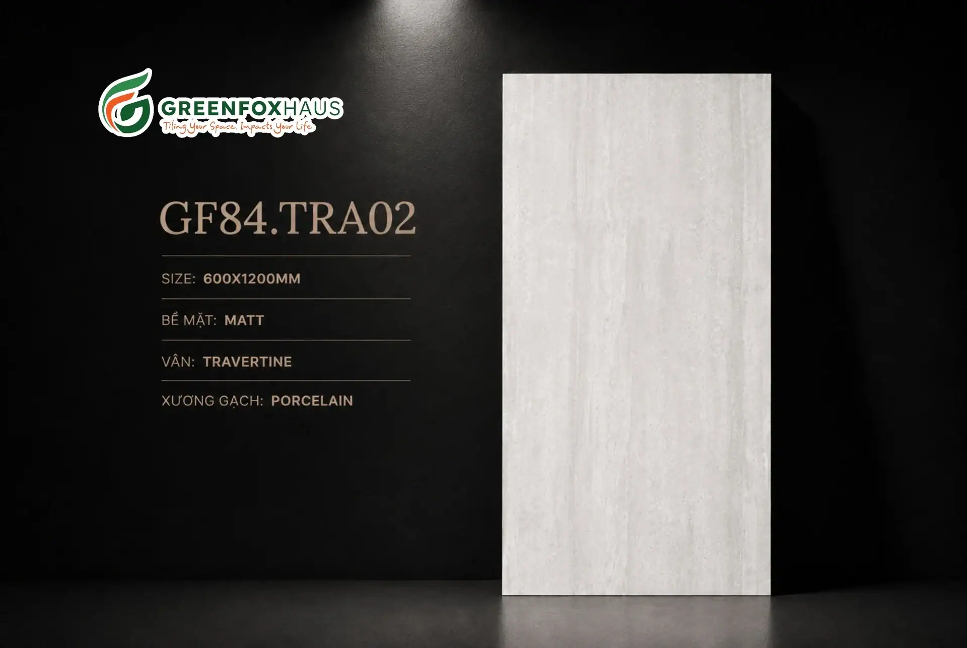 Alternative view of GẠCH ỐP LÁT MATT VÂN ĐÁ TRAVERTINE MÀU XÁM NHẠT GF84.TRA02 (600X1200MM)