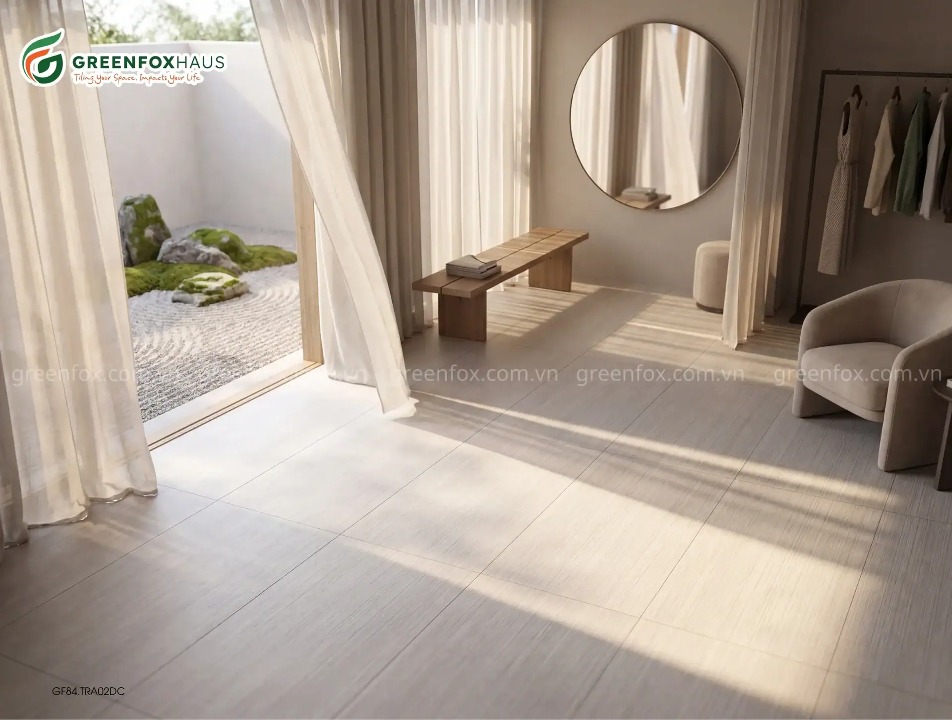 GẠCH ỐP LÁT MATT VÂN SỌC TRAVERTINE MÀU XÁM NHẠT GF84.TRA02DC (600X1200MM)
