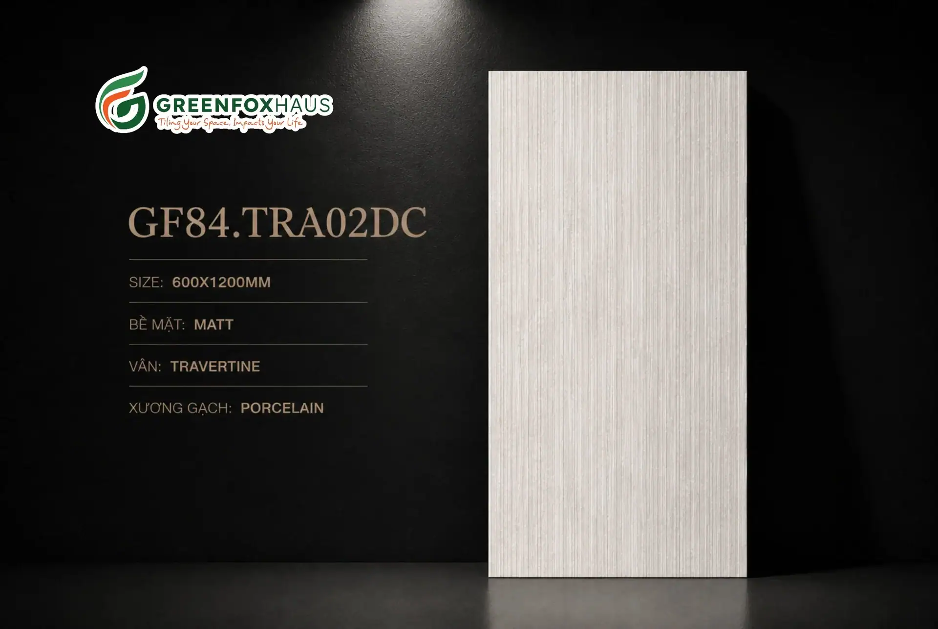 Alternative view of GẠCH ỐP LÁT MATT VÂN SỌC TRAVERTINE MÀU XÁM NHẠT GF84.TRA02DC (600X1200MM)