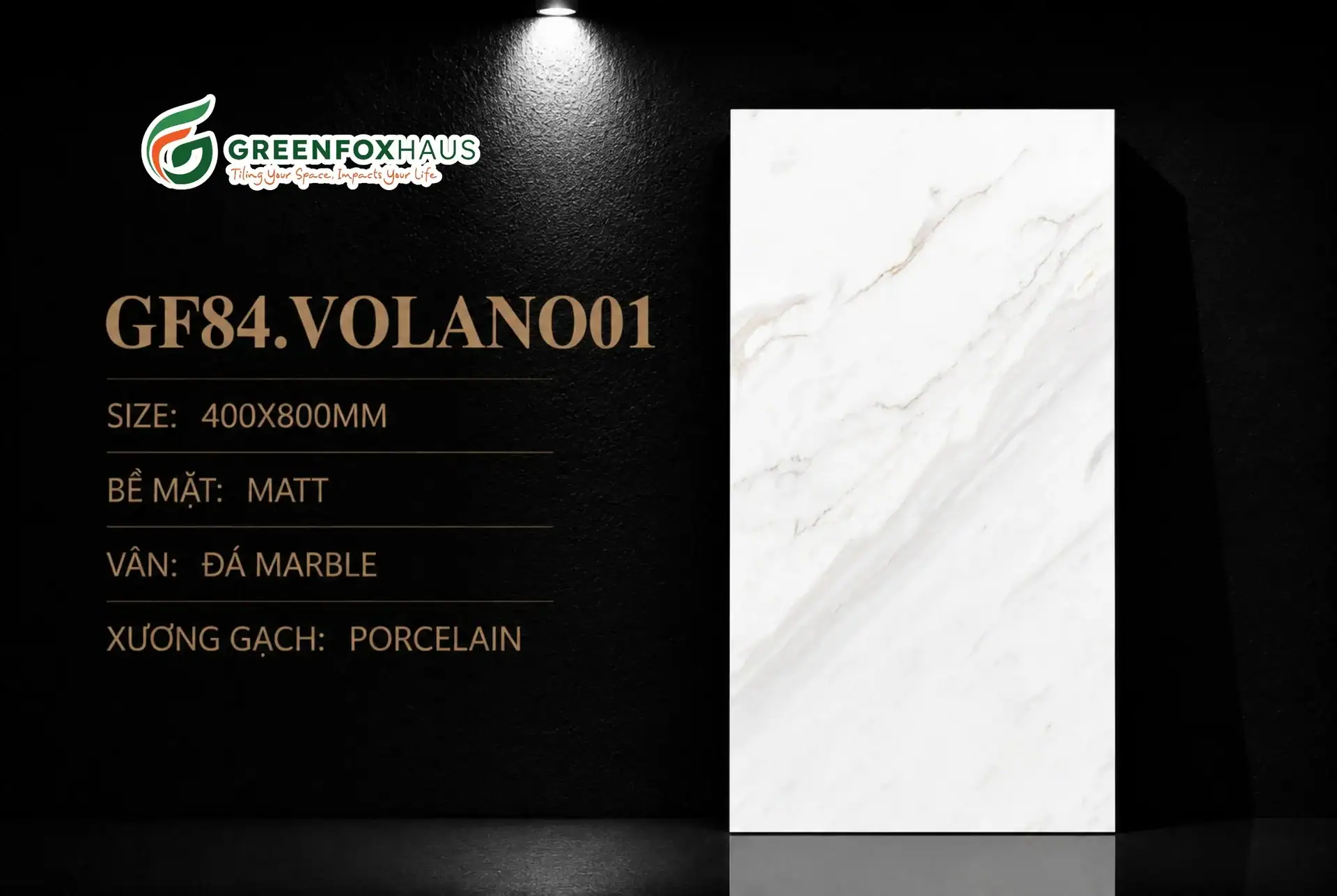 Alternative view of GẠCH ỐP LÁT MATT VÂN ĐÁ MARBLE GF84.VOLANO01 (400X800MM)