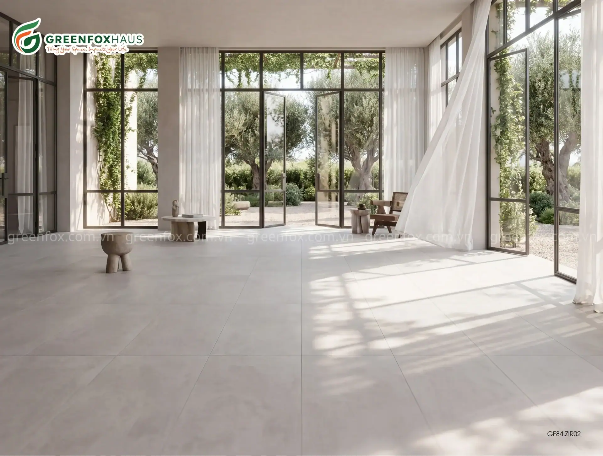 GẠCH ỐP LÁT MATT VÂN XI MĂNG MÀU TRẮNG XÁM GF84.ZIR02 (600X1200MM)