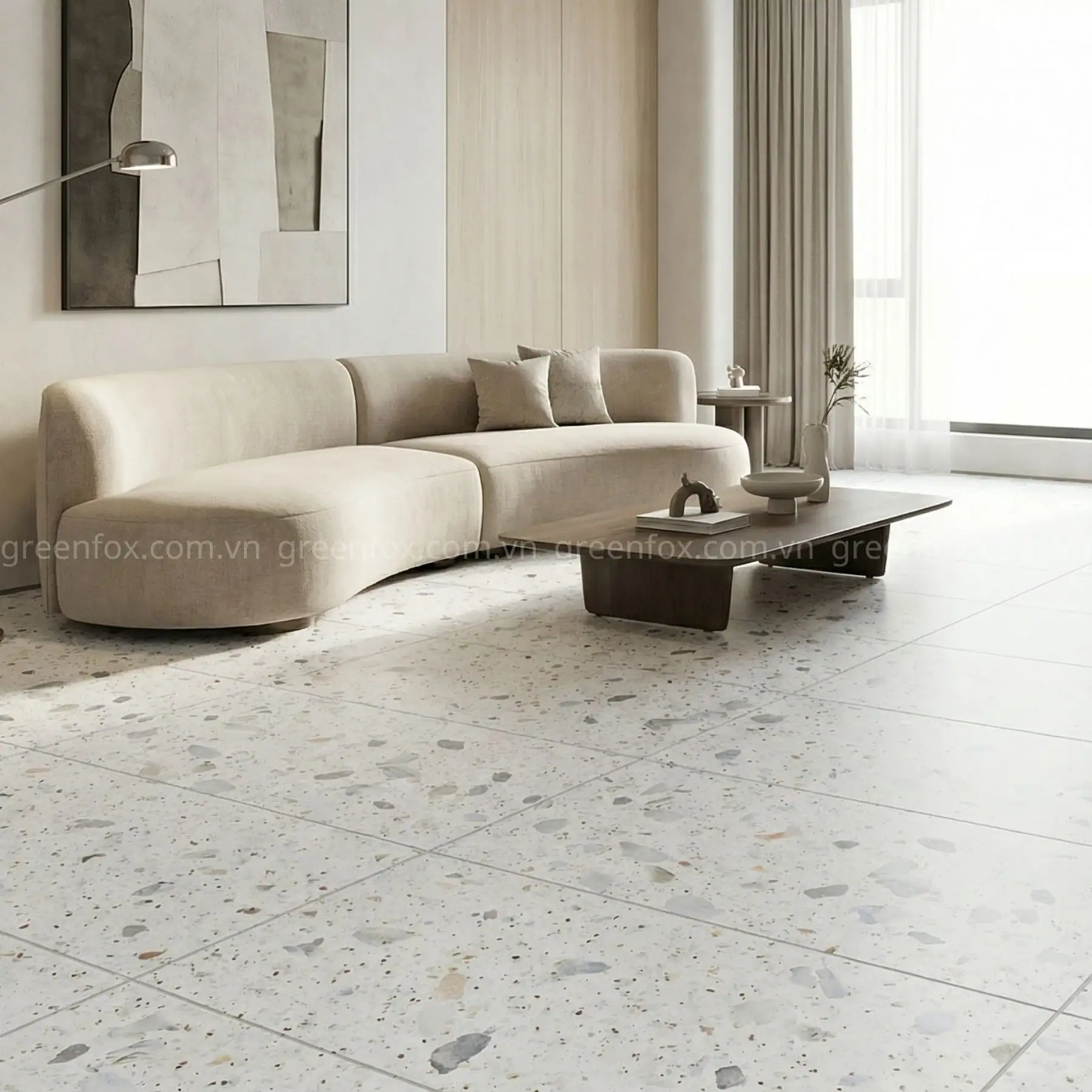 GẠCH ỐP LÁT PORCELAIN VÂN TERRAZZO MÀU TRẮNG GF84.61202 (600X1200MM)