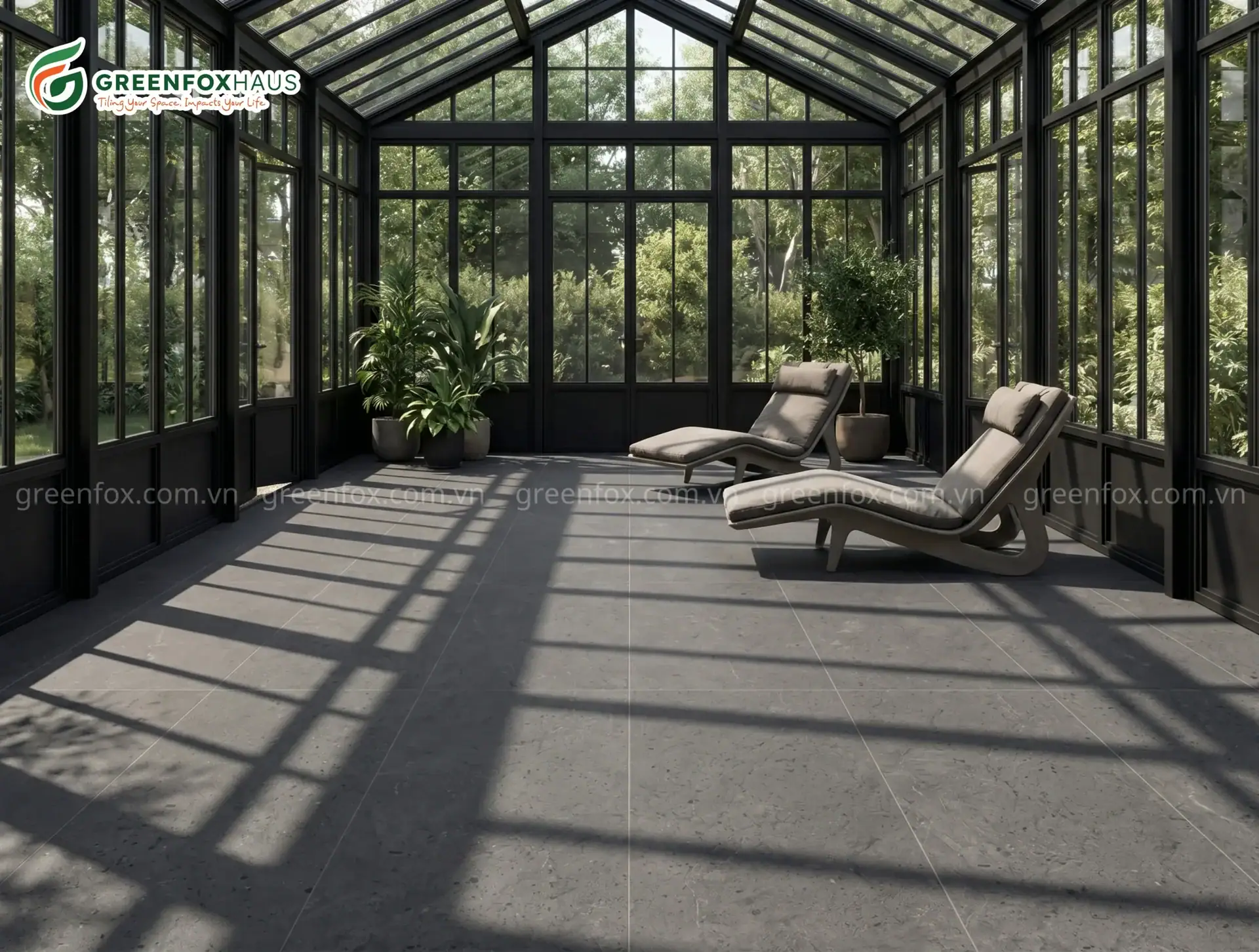 Gạch ốp lát Matt vân đá hạt màu Xám Than GF84.LS03 (600x1200mm)