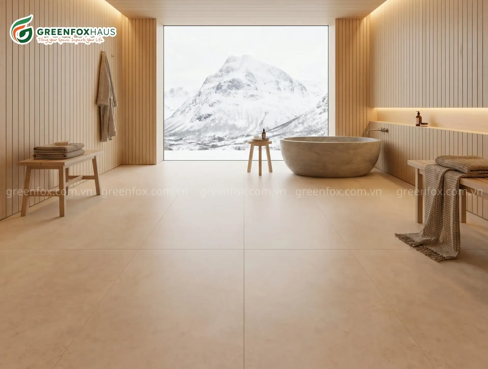 Gạch ốp lát Matt vân đá Marble màu Beige Kem GF84.MS04 (600X1200MM)